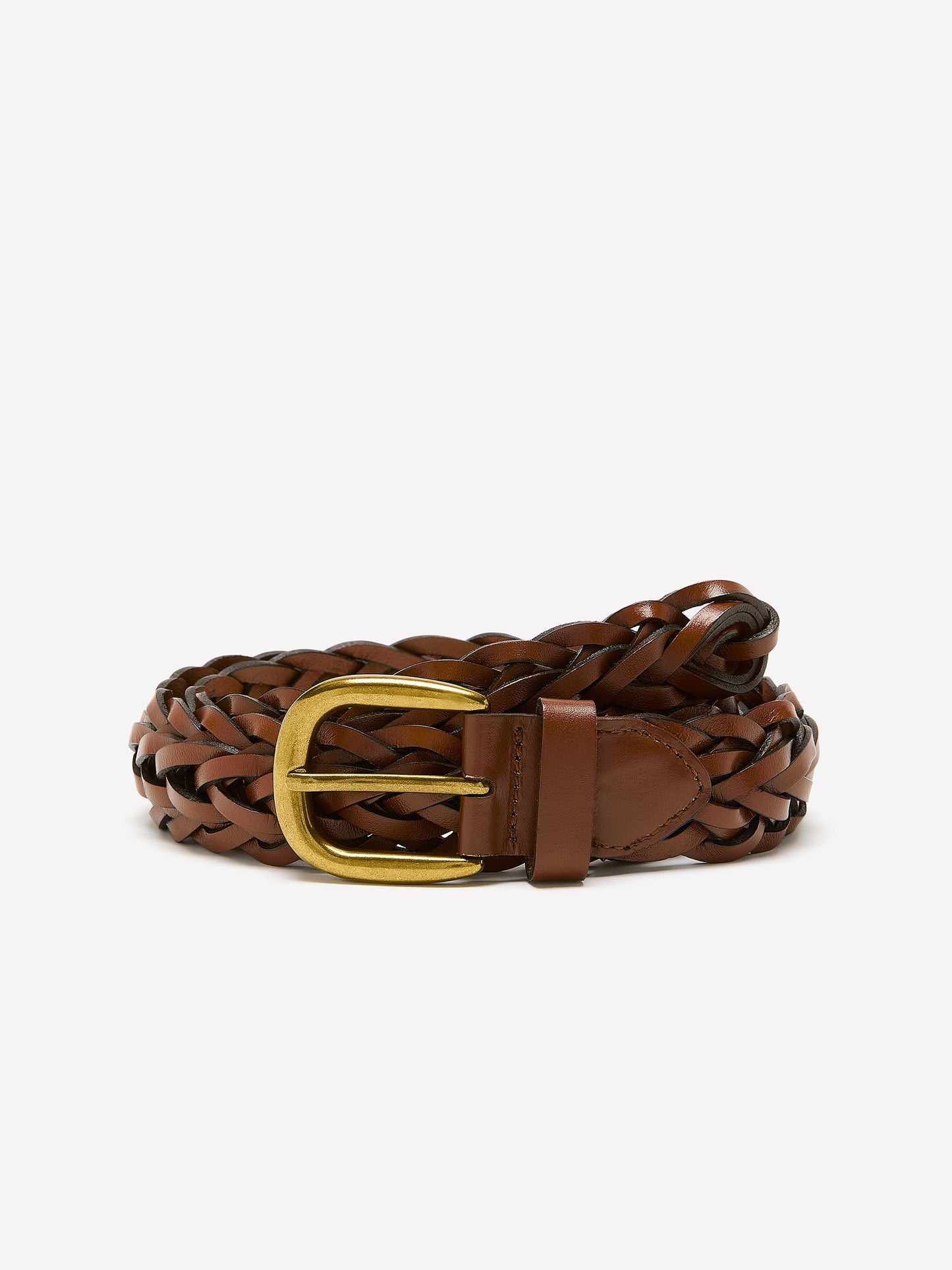 Braided Leather Belt with Metal Buckle