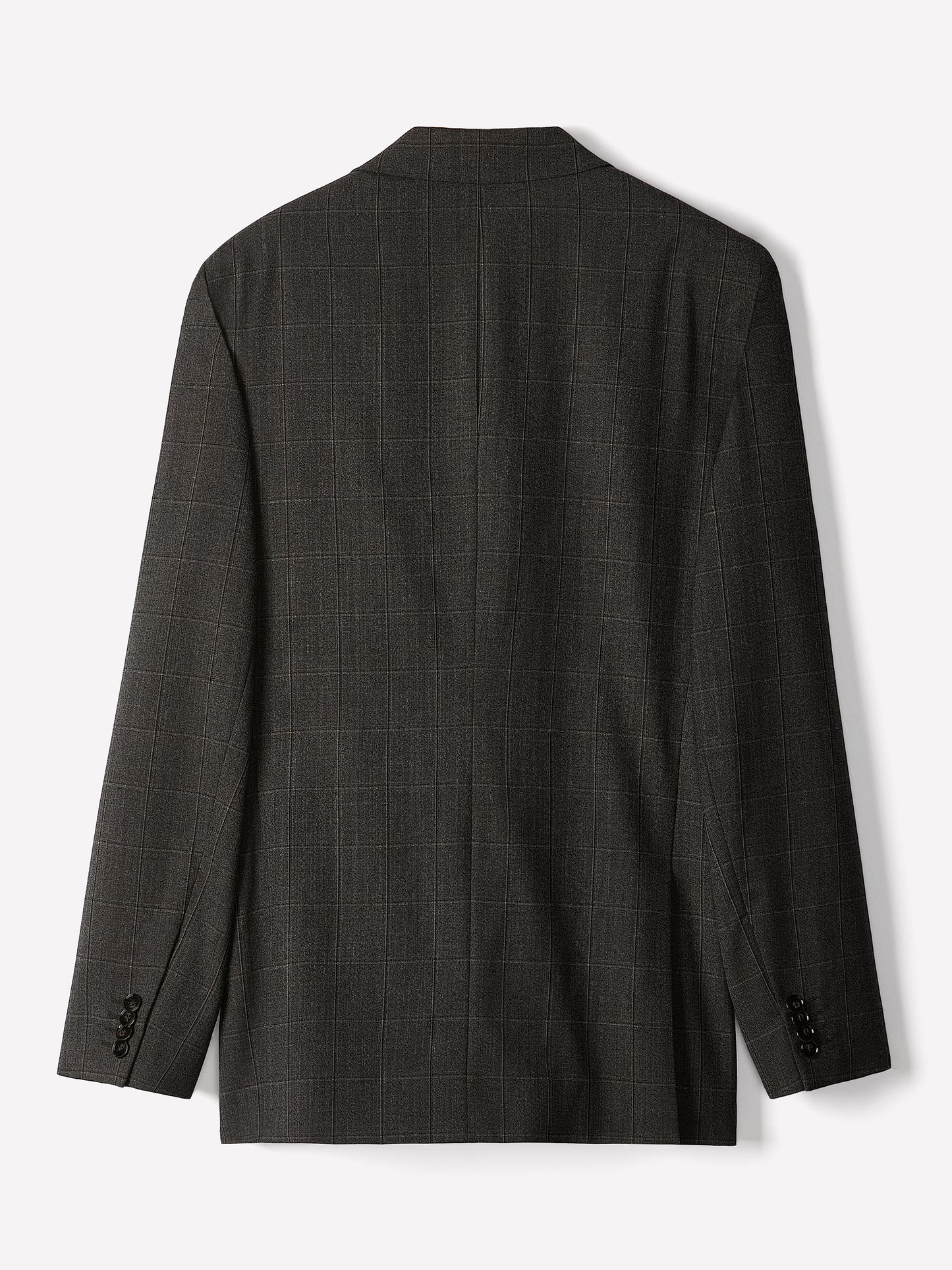 Slim Fit Wool Blend Charcoal Check Blazer