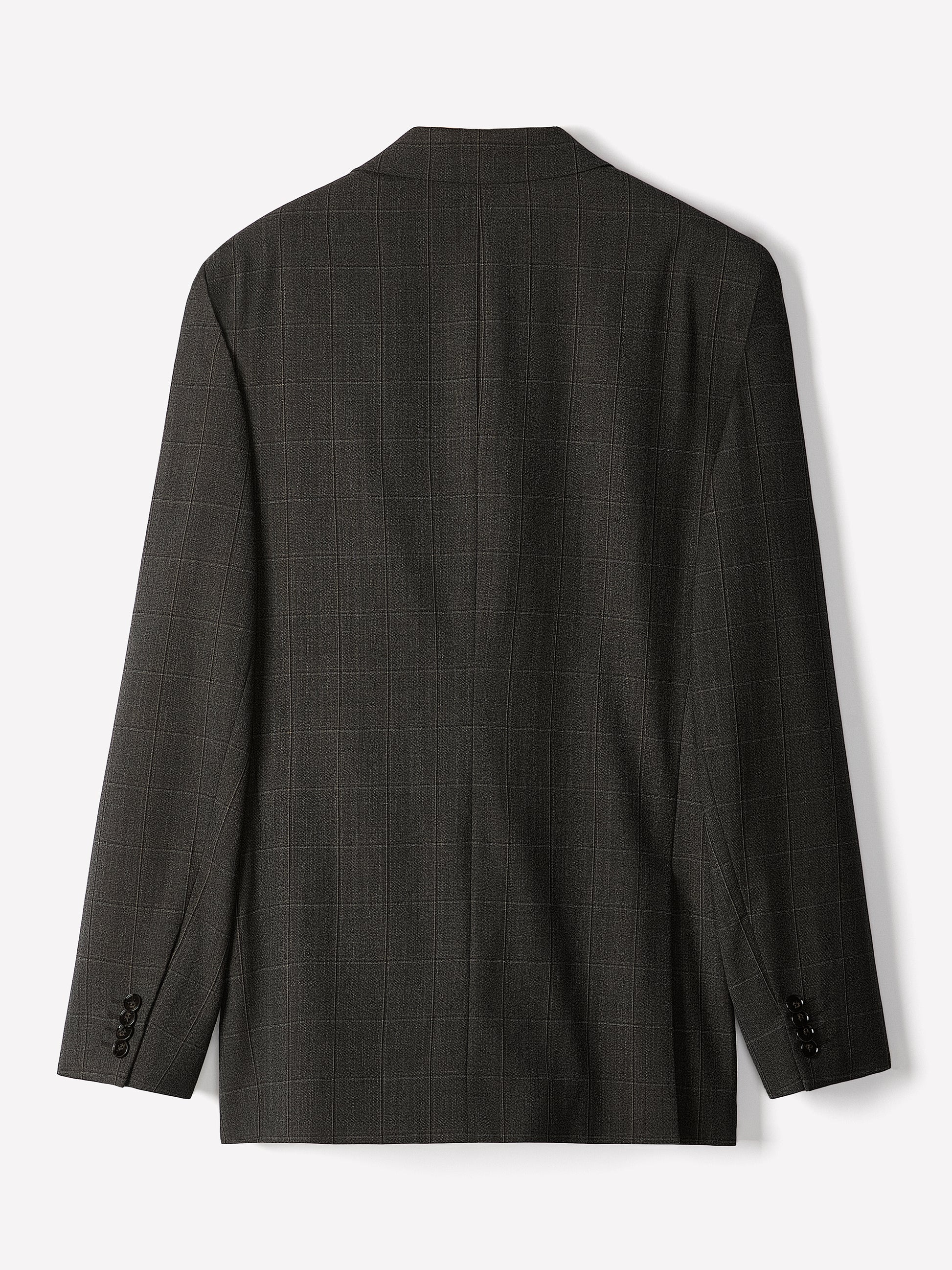Slim Fit Wool Blend Charcoal Check Blazer