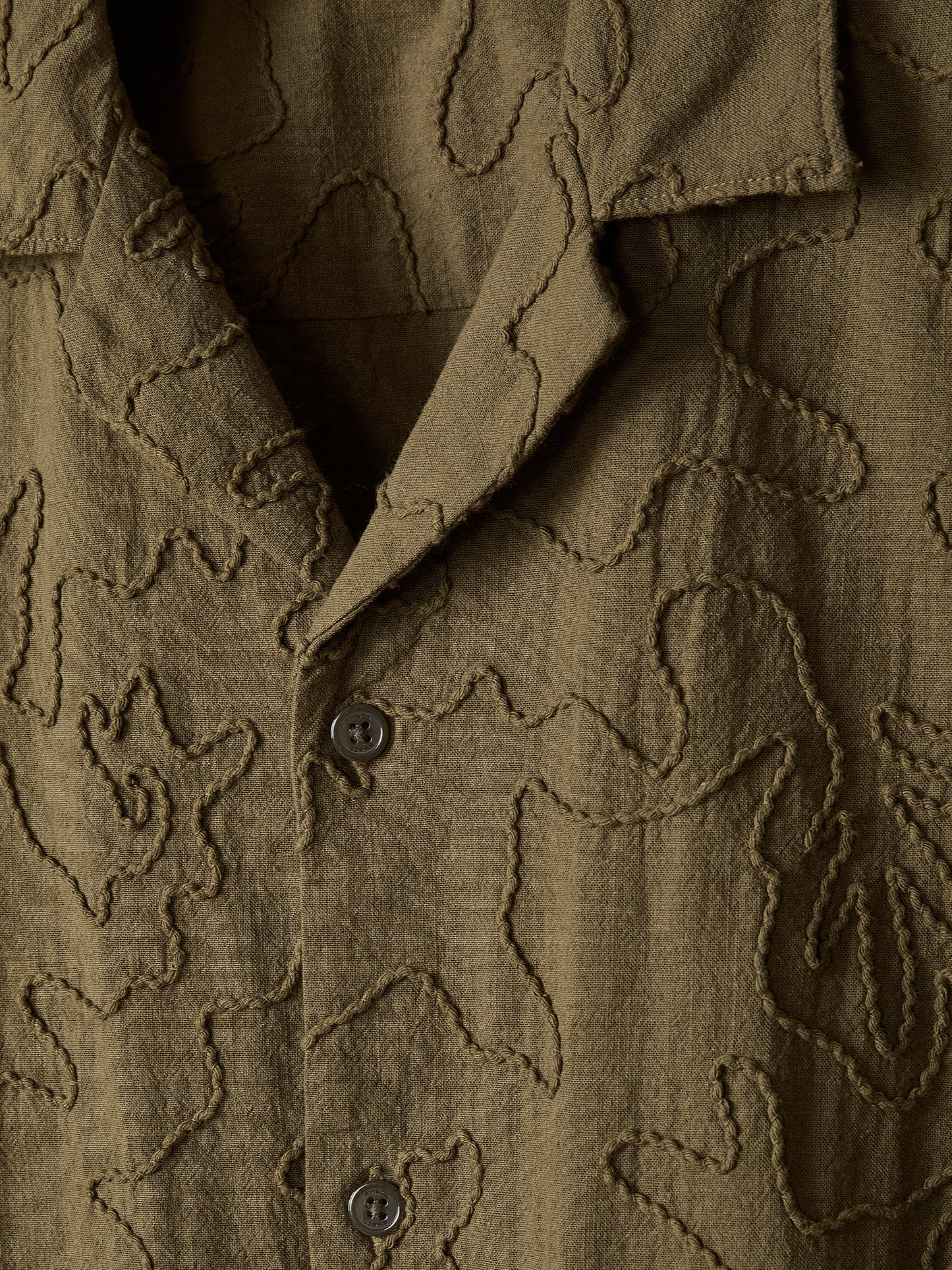 Short-Sleeve Camp-Collar Shirt with Embroidered Details