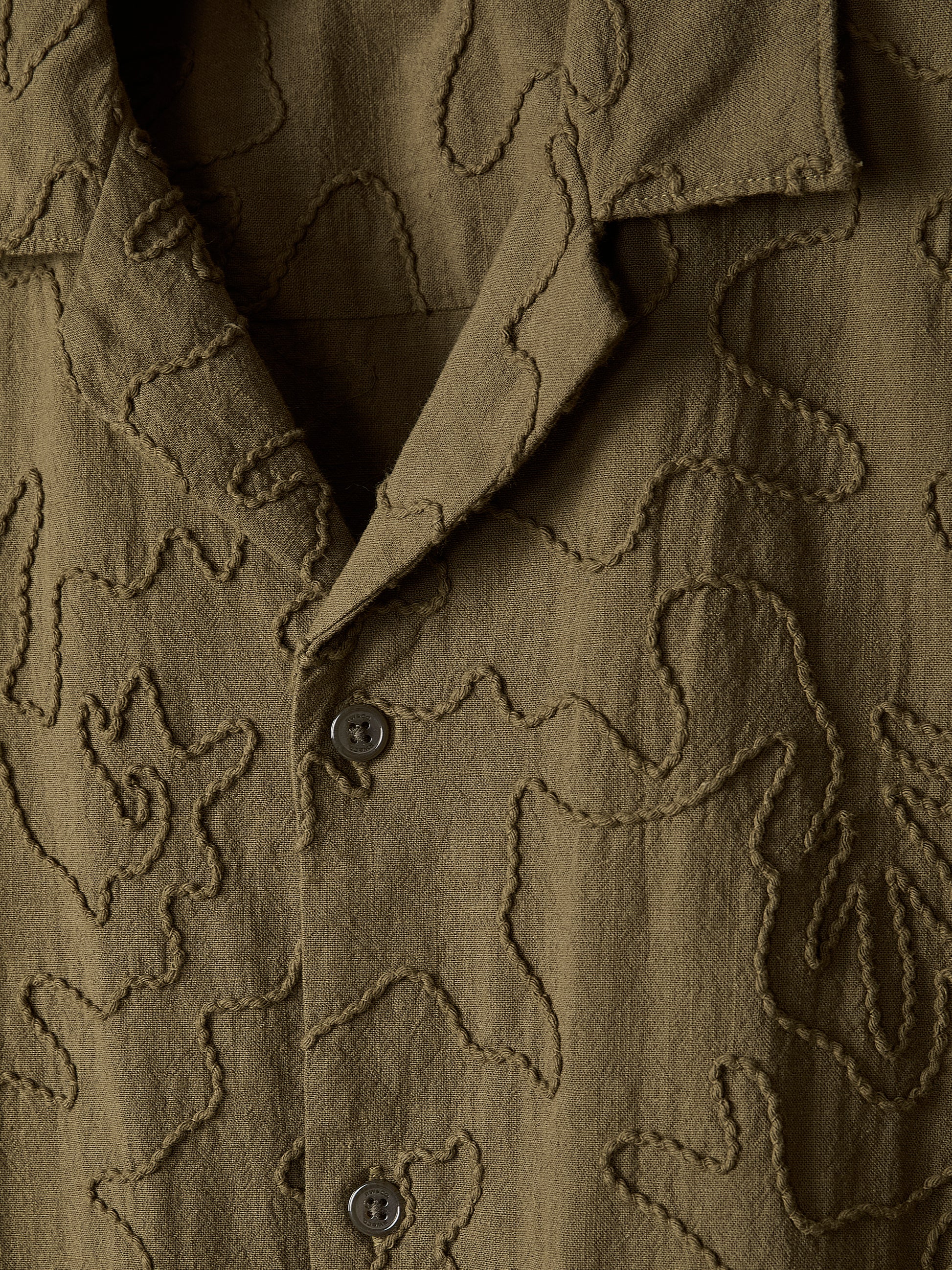Short-Sleeve Camp-Collar Shirt with Embroidered Details