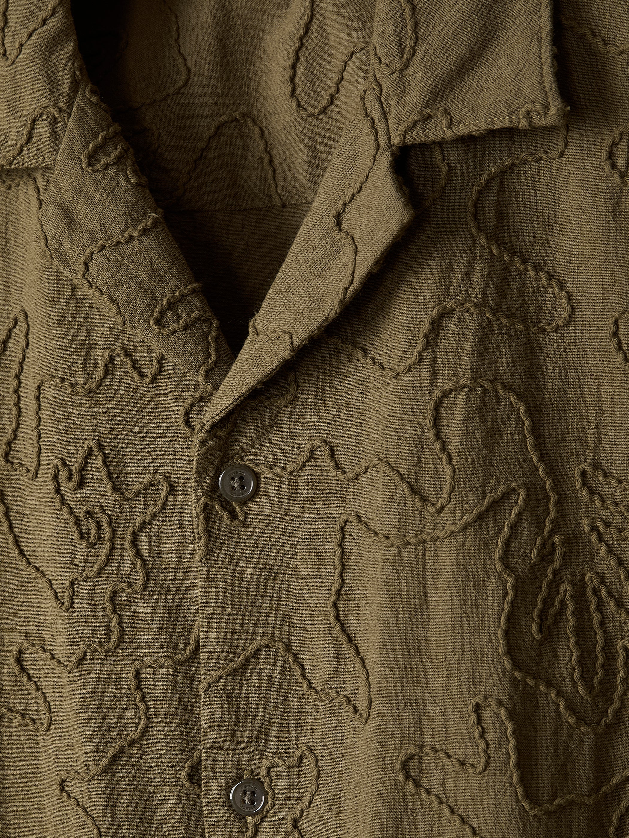 Short-Sleeve Camp-Collar Shirt with Embroidered Details