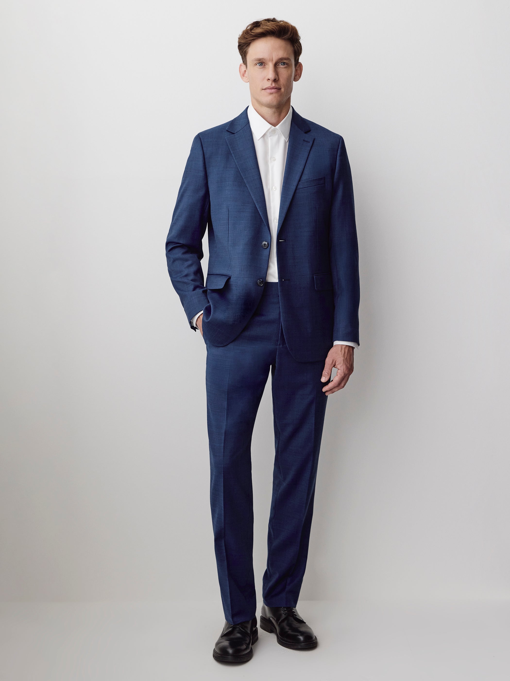 Blue Tailored-Fit Wool Suit Blazer