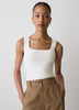 Knit Tank Top Square Neck Cotton Blend