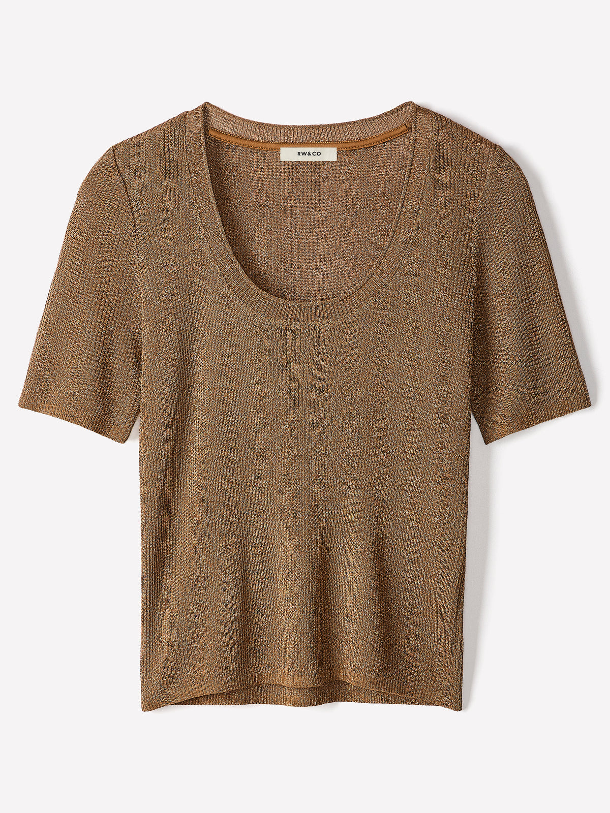 Metallic Rib Scoop Neck Top