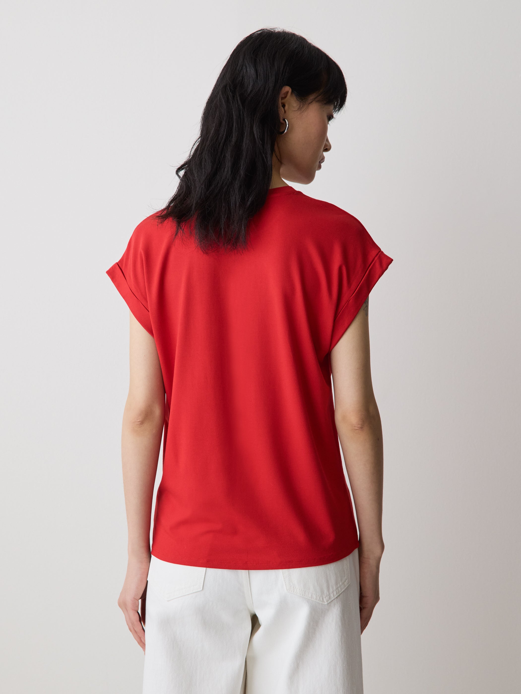 T-Shirt à Col Rond et Manches Très Courtes