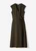 Extended-Sleeve V-Neck Wrap Midi Dress