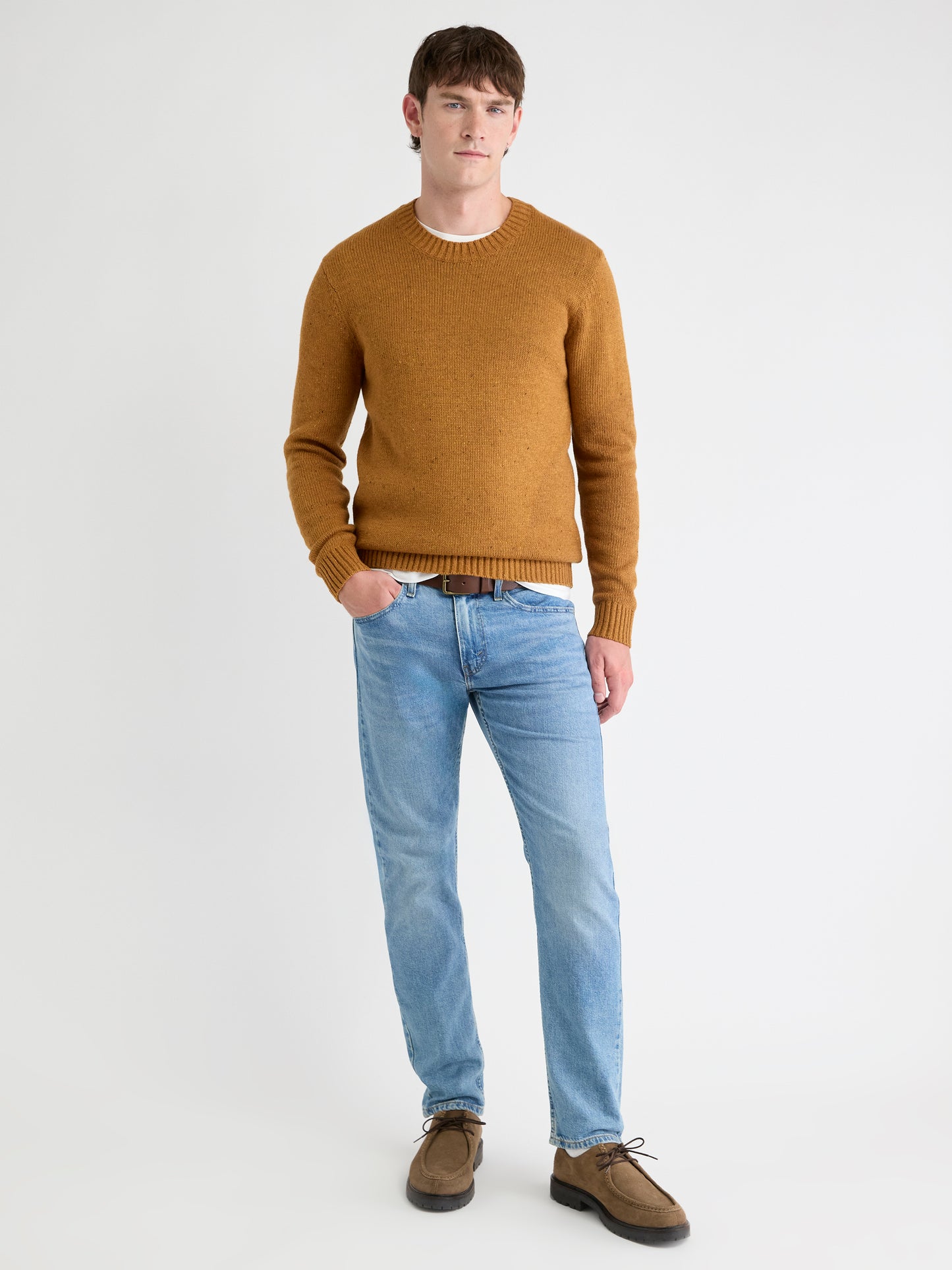 Long-Sleeve Crew-Neck Sweater with Neps