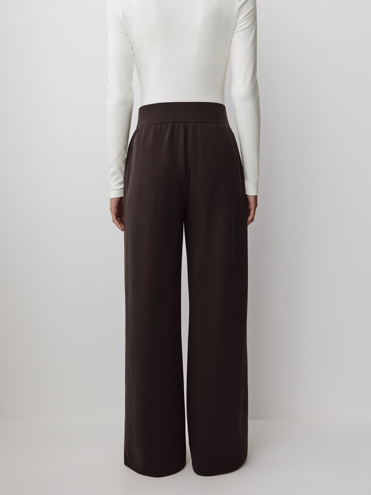 Wide Leg Knit Pants with Neoprene Fabric
