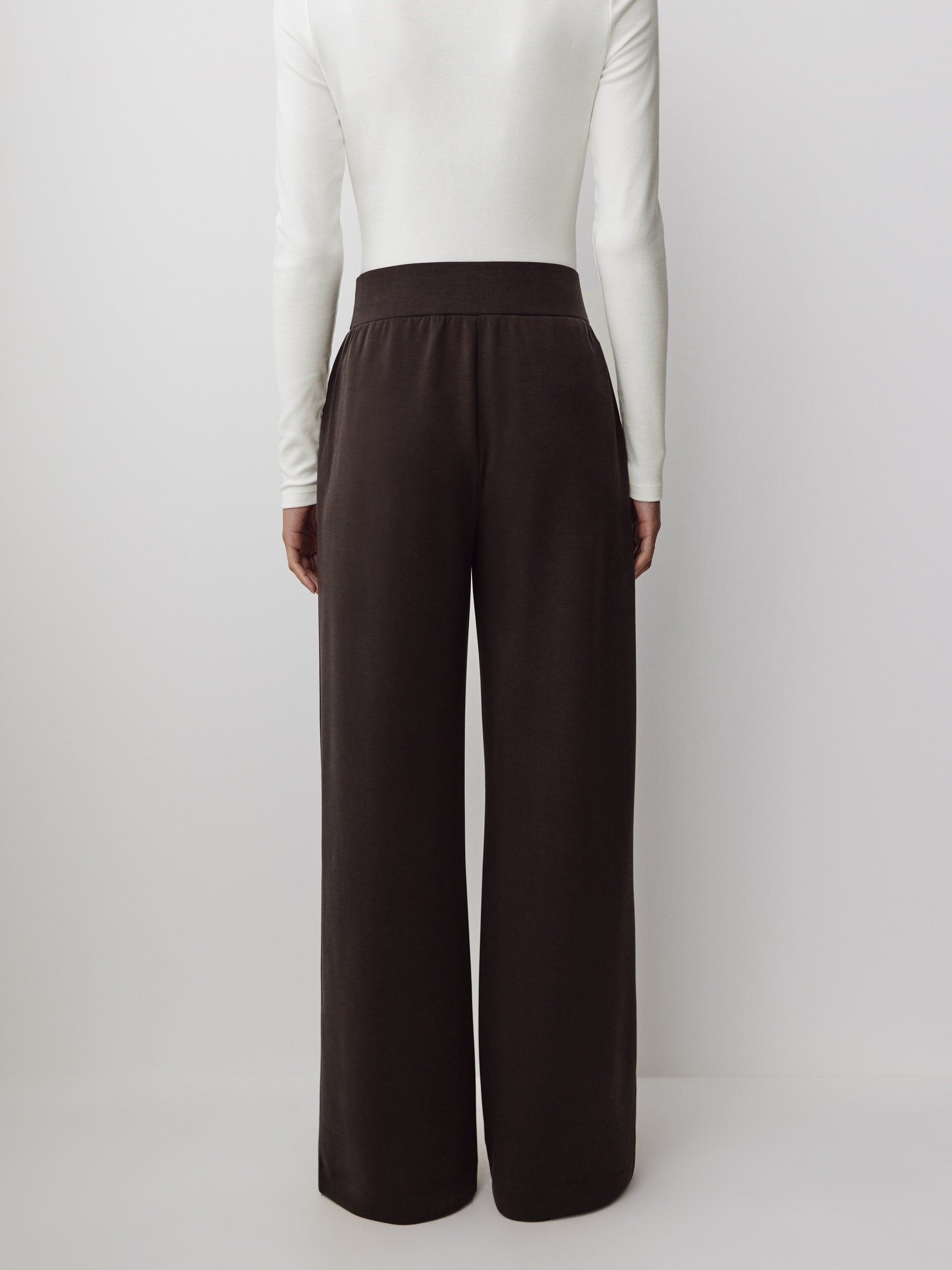 Wide Leg Knit Pants with Neoprene Fabric
