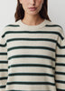 Mens Lambswool Crew Neck Knit Sweater with Stripe