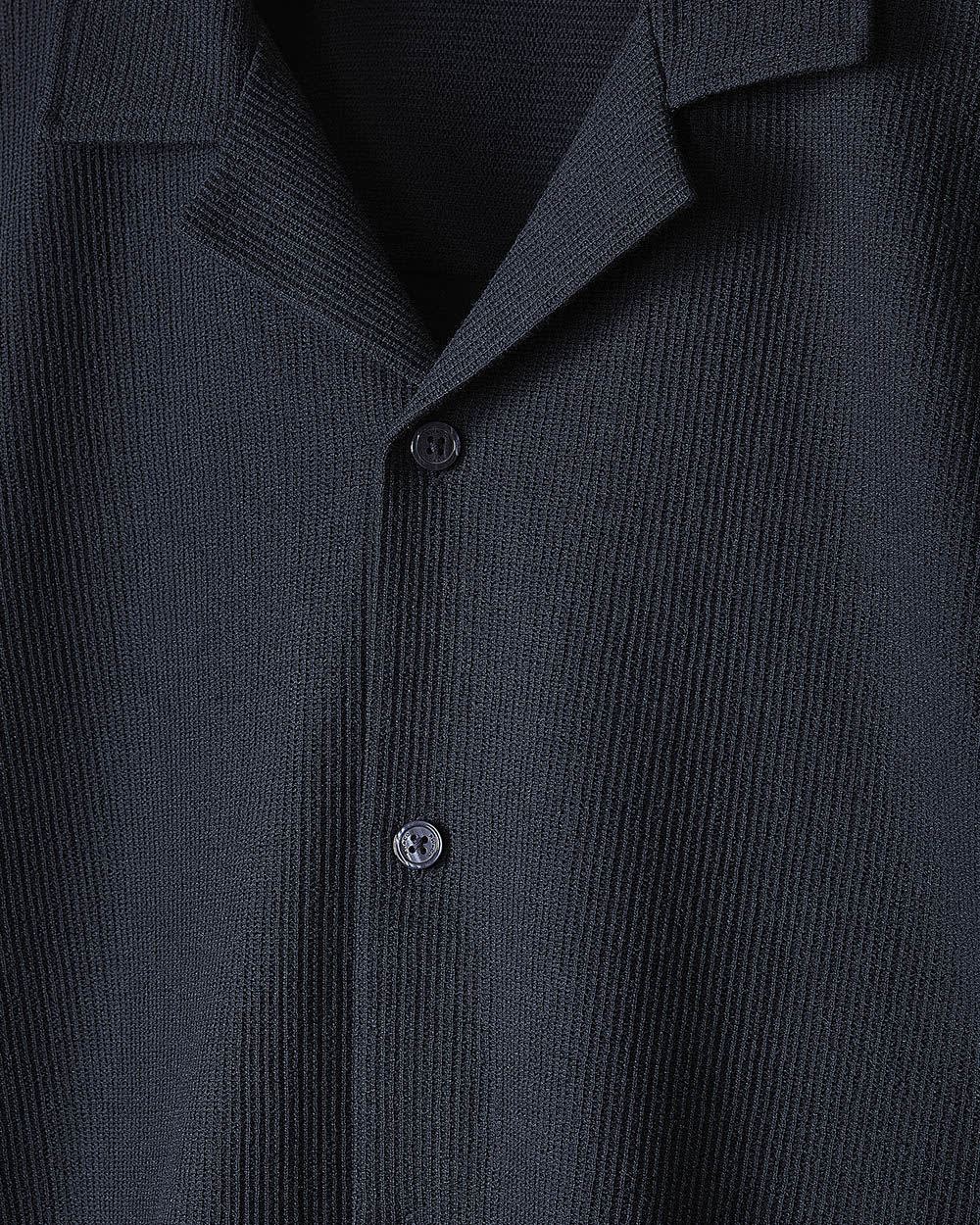 Chemise Texturée à Manches Courtes et Col Camp