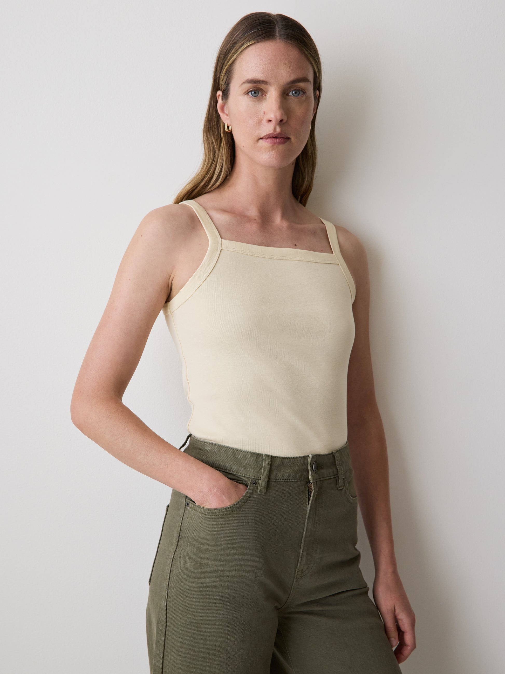 Knit Tank Top Squared Neck Organic Cotton