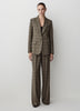 Plaid Relaxed-Fit One-Button Blazer