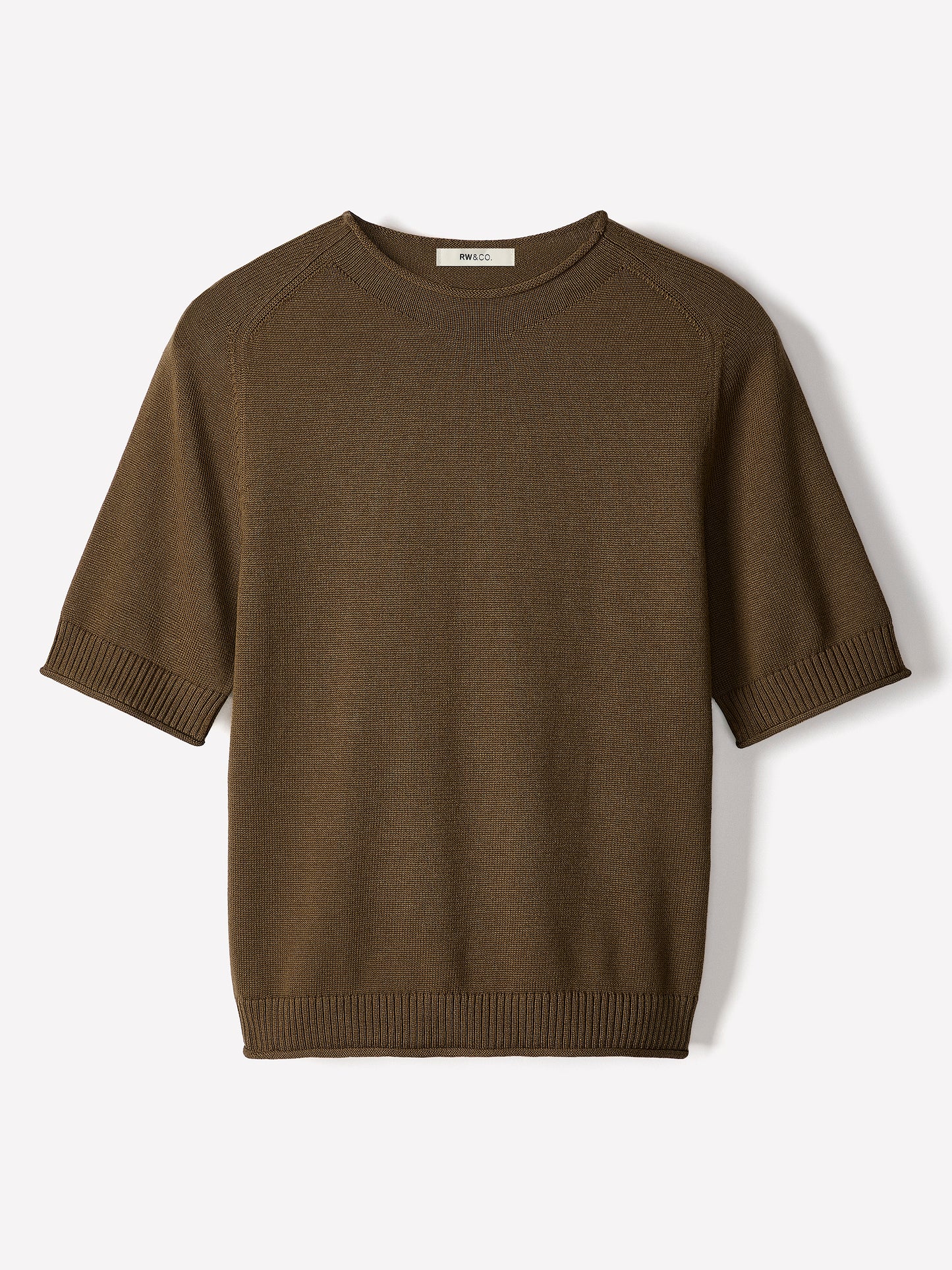 Knit Cotton Blend Funnel Neck Sweater