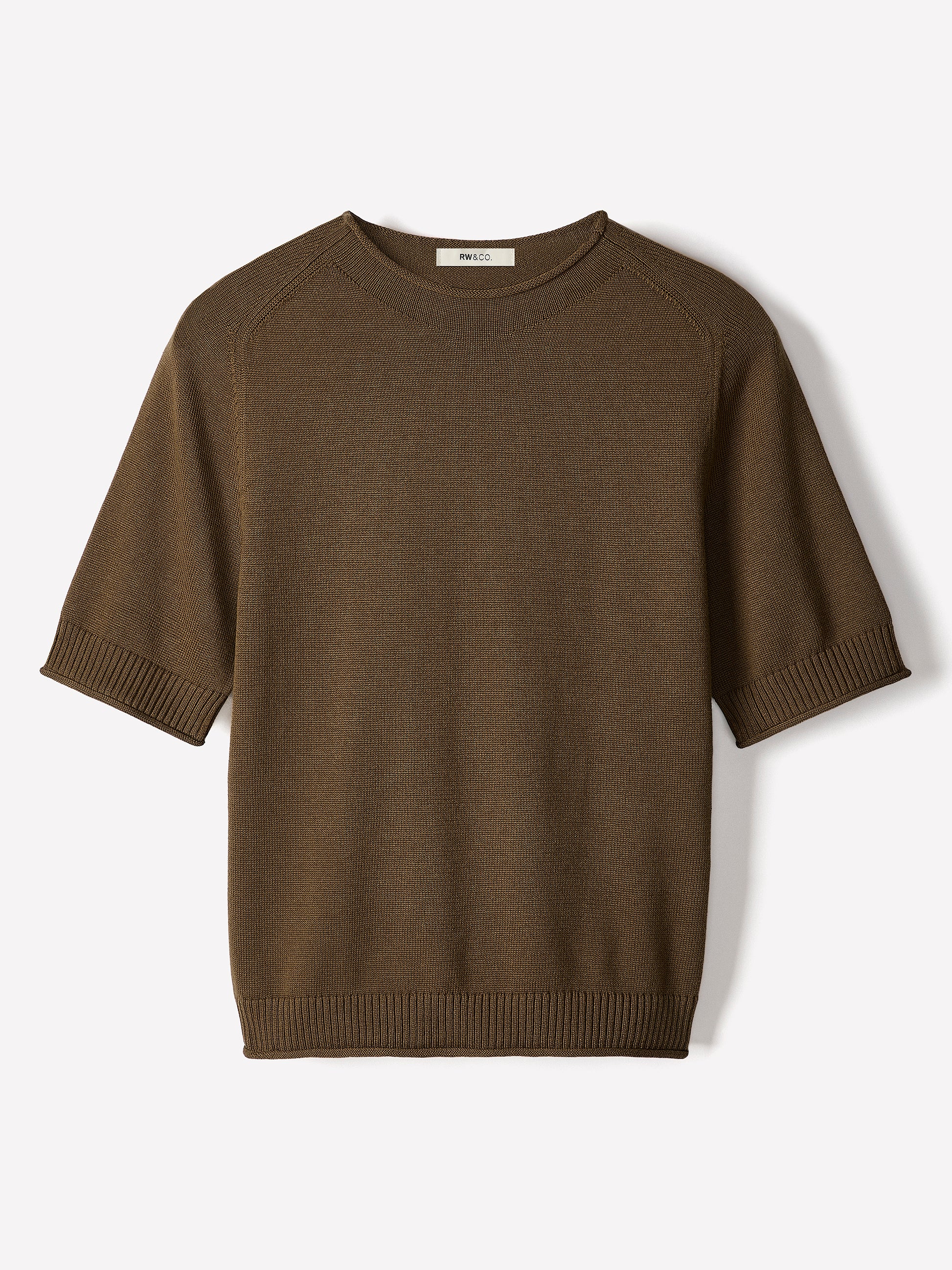 Knit Cotton Blend Funnel Neck Sweater