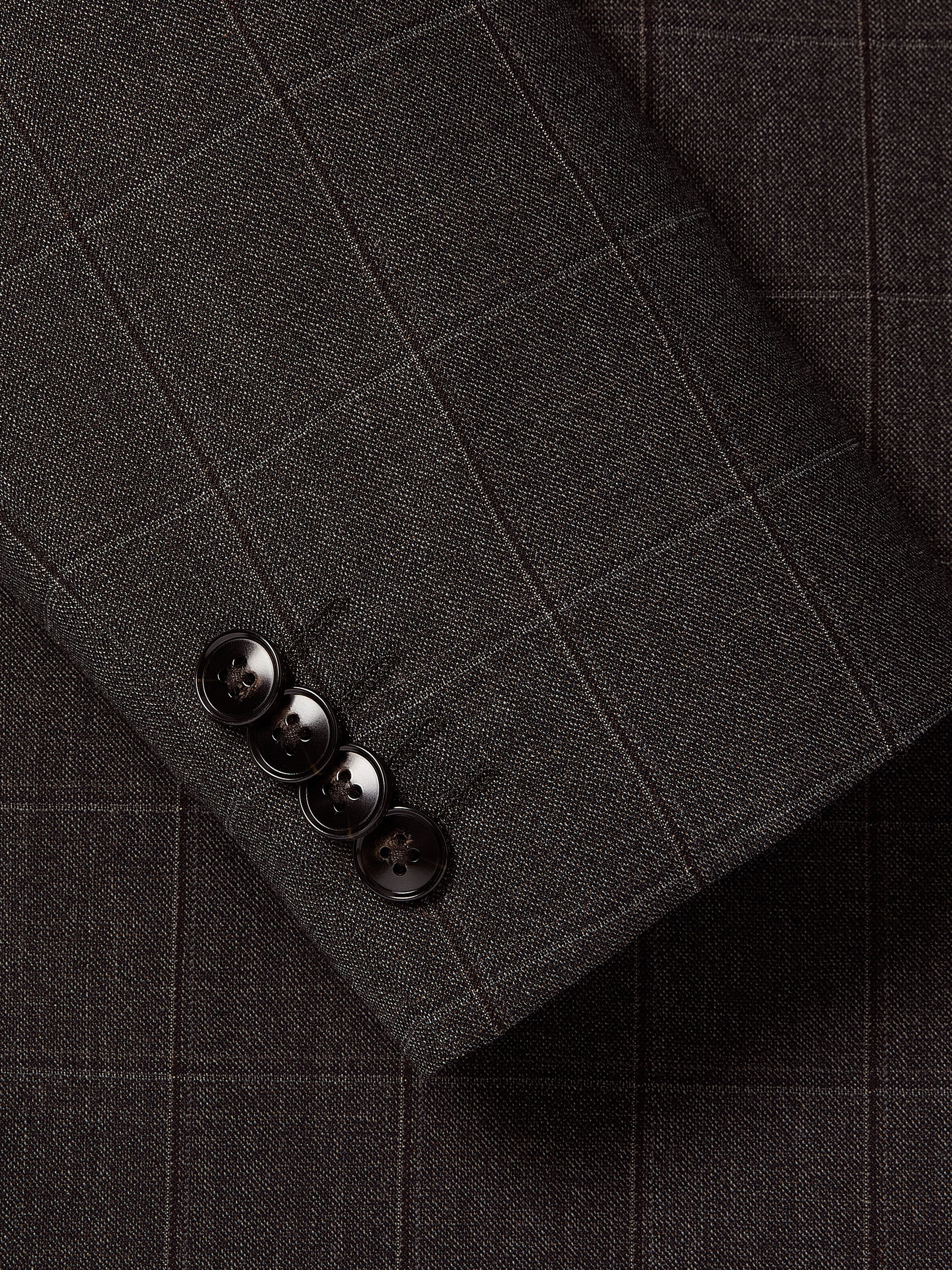 Slim Fit Wool Blend Charcoal Check Blazer