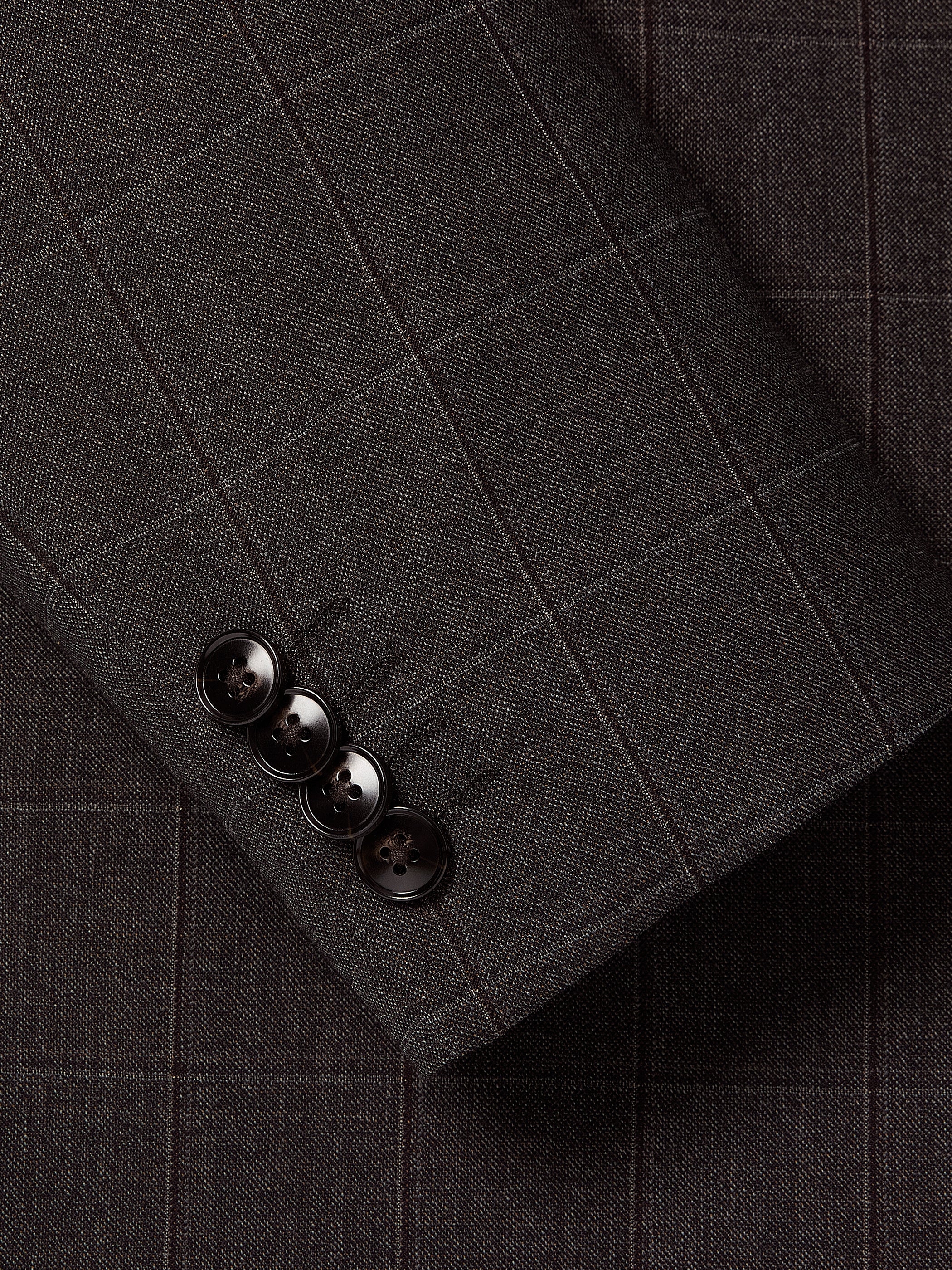 Slim Fit Wool Blend Charcoal Check Blazer