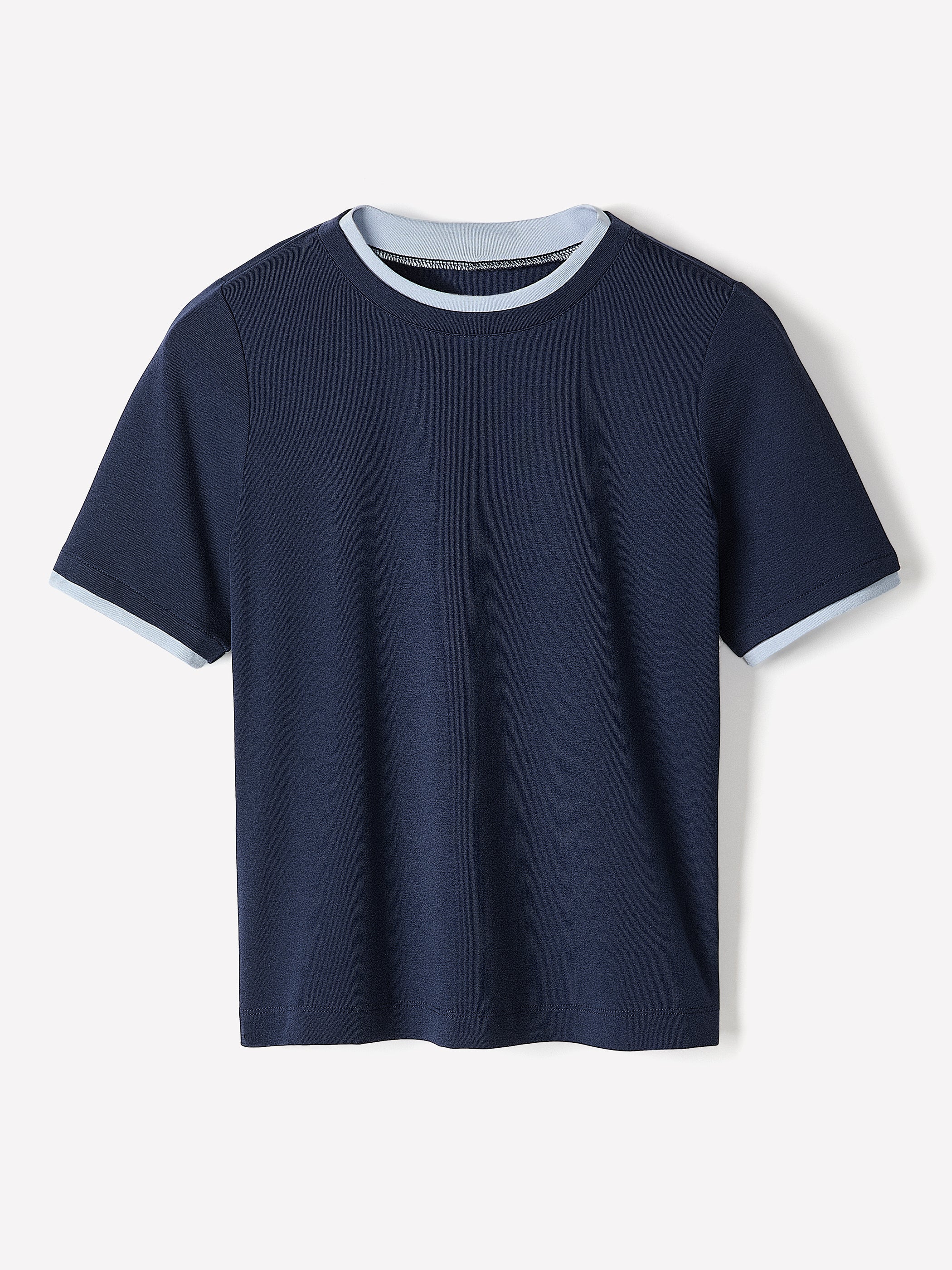 Short-Sleeve Crew-Neck Ribbed Basic Tee