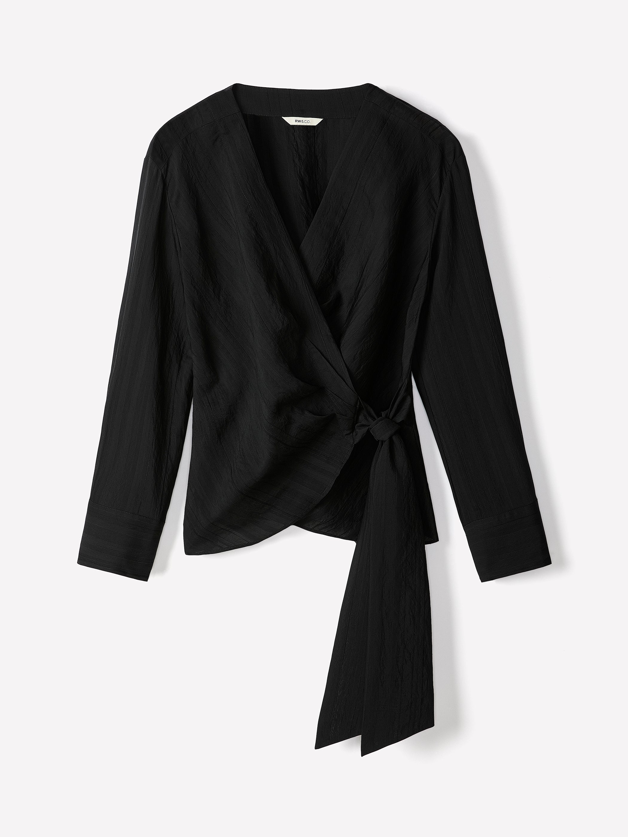 Women's Long-Sleeve Dobby Wrap Blouse – RW&CO