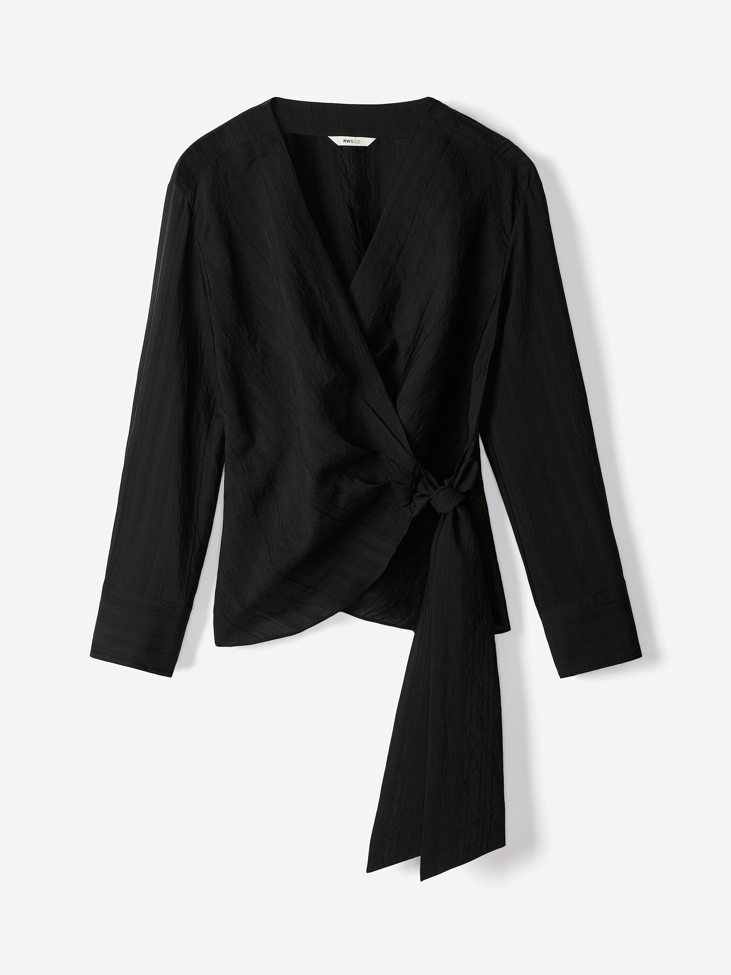 Woven Long Sleeve Wrap Blouse