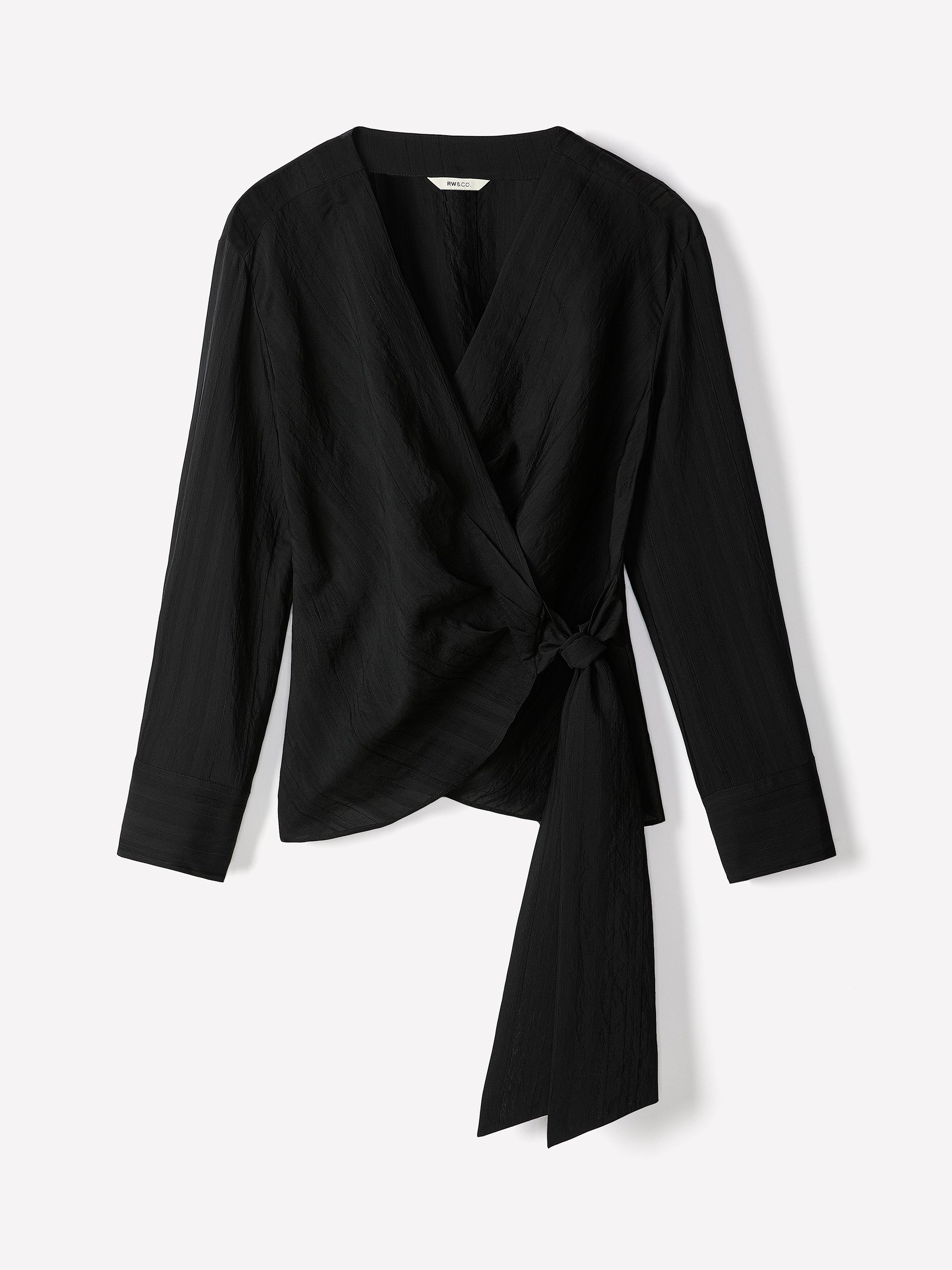 Woven Long Sleeve Wrap Blouse