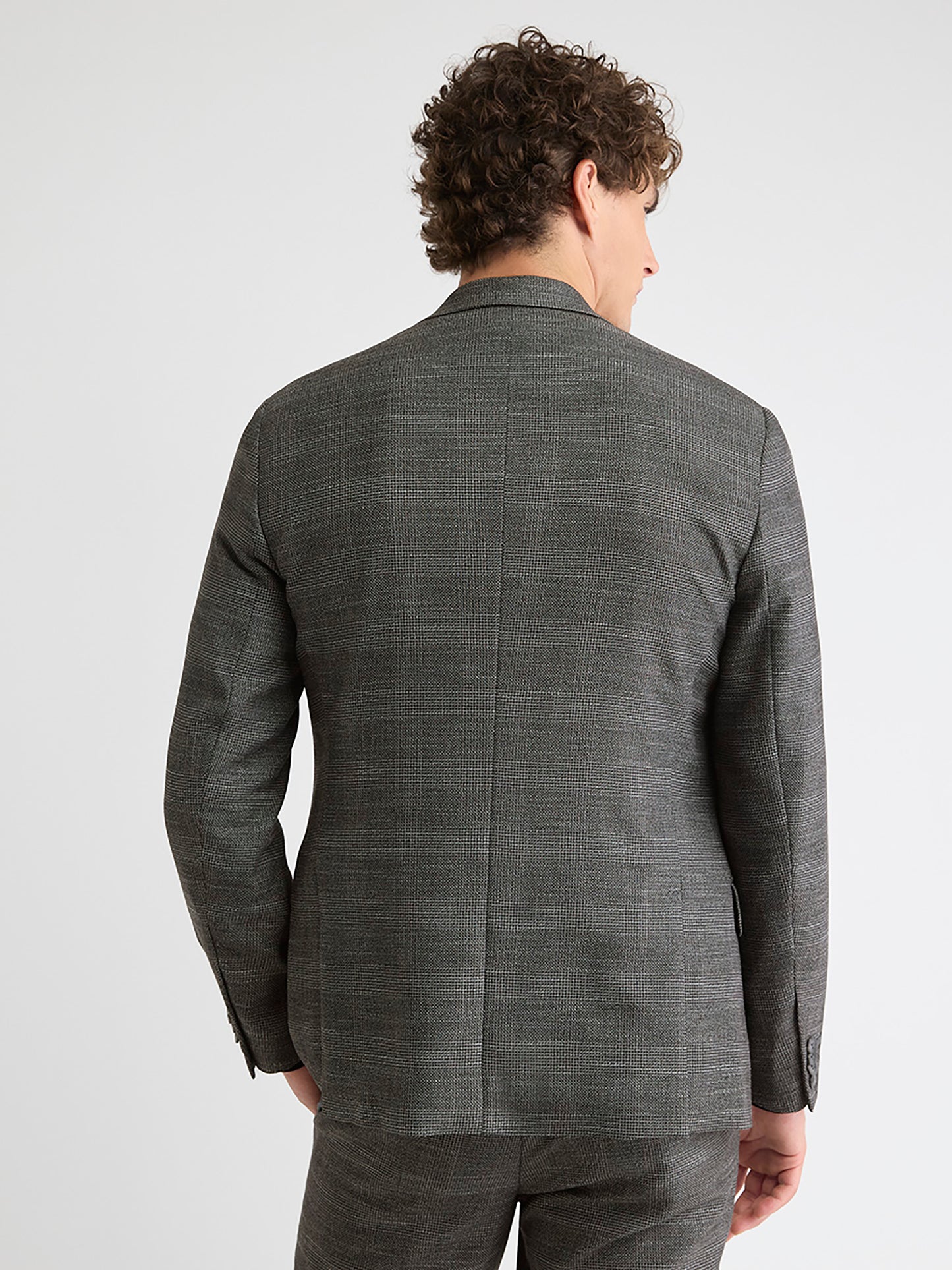 Slim Fit Charcoal Checkered Suit Blazer