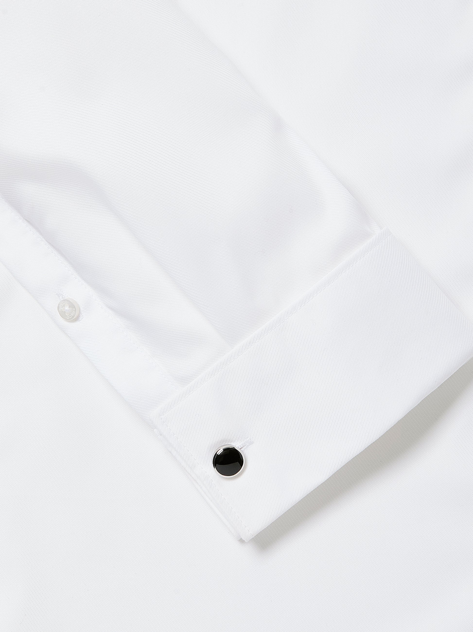 White Tailored Fit Tuxedo Shirt with French Cuffs