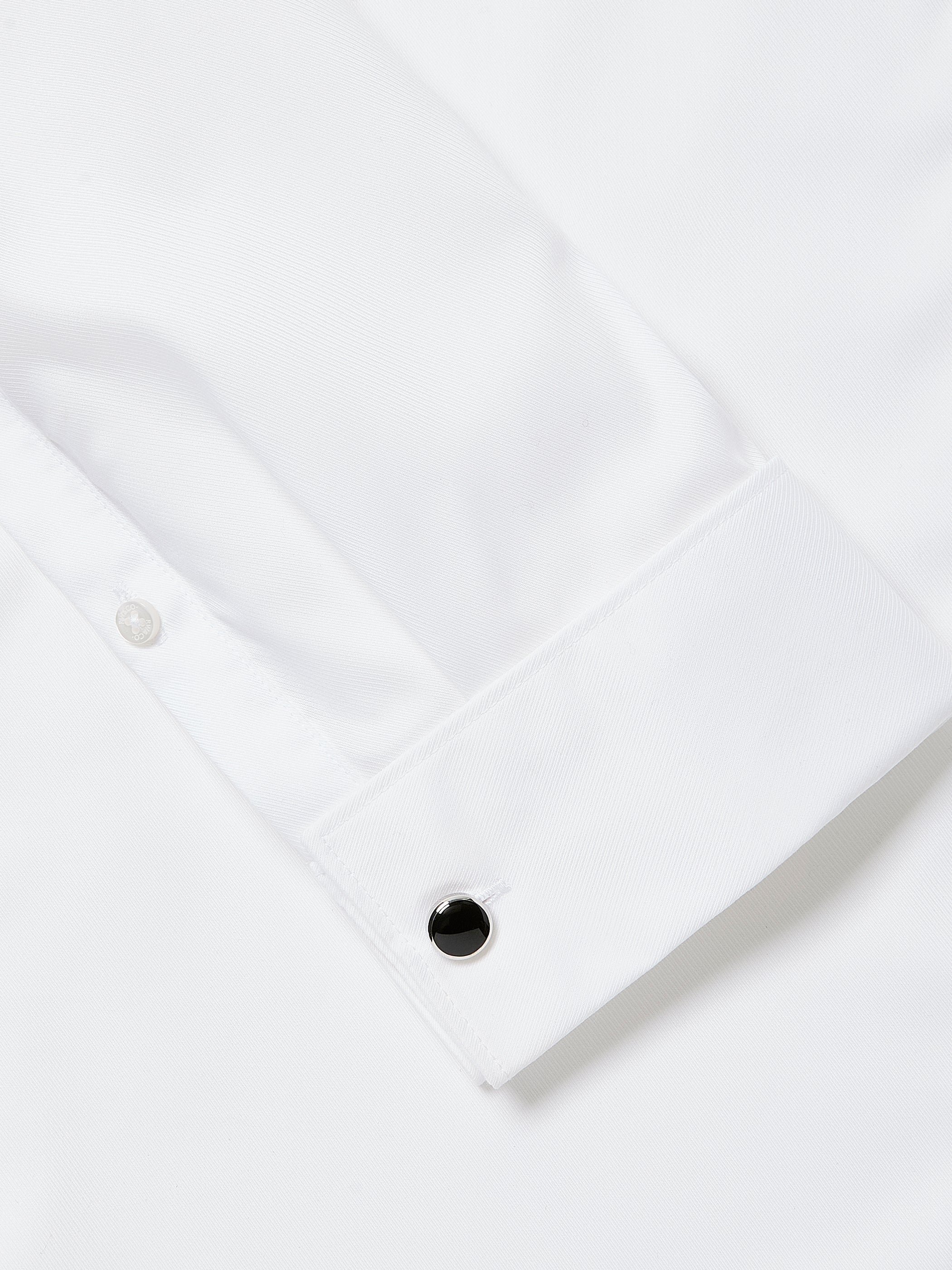 White Tailored Fit Tuxedo Shirt with French Cuffs