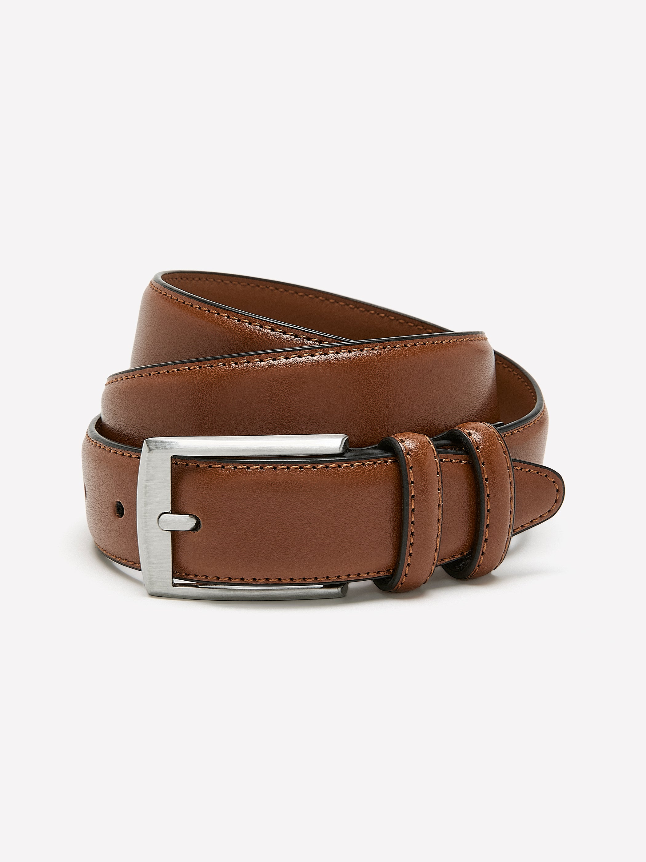 Double Loop Leather Belt with Square Buckle