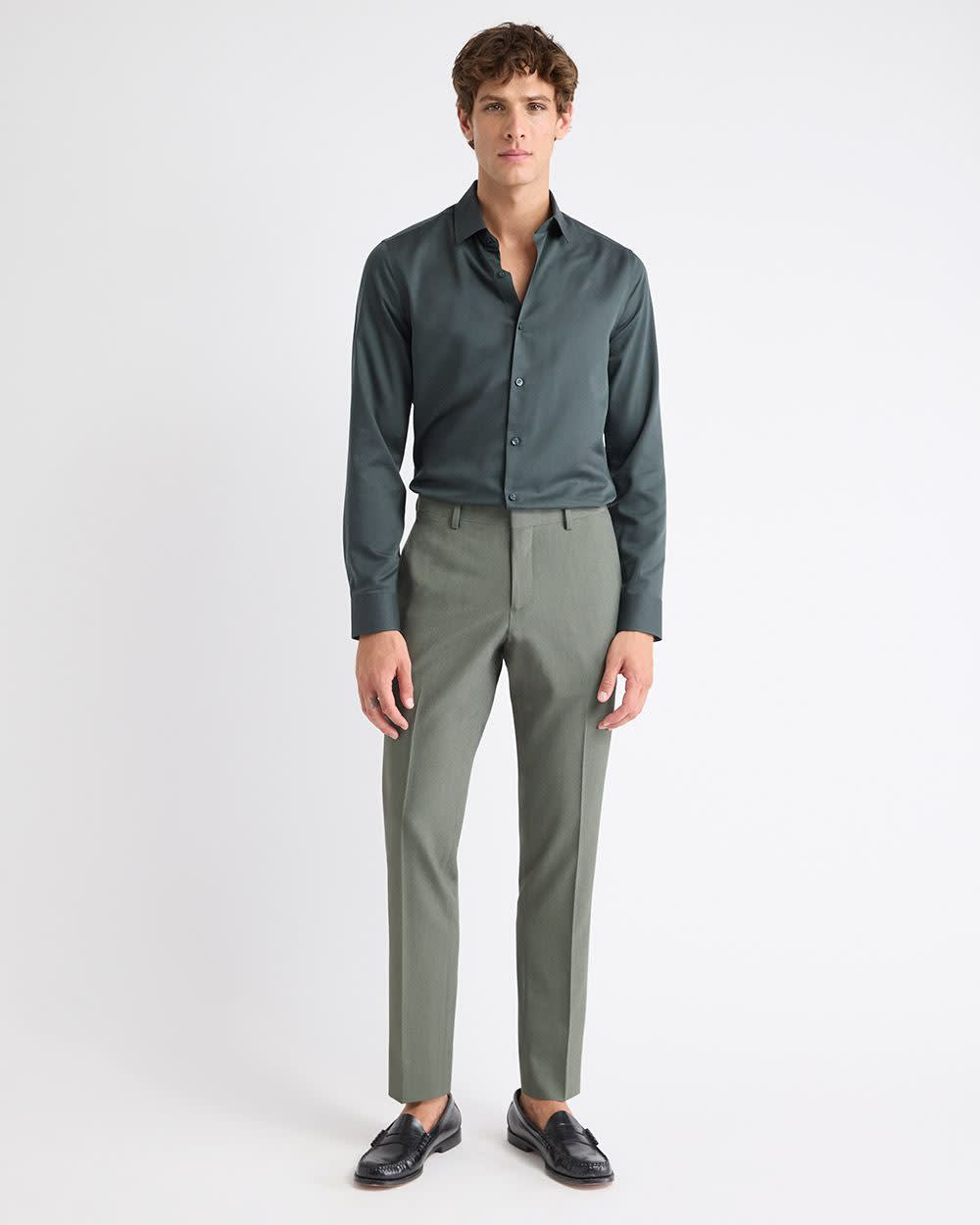 Slim-Fit Solid Cotton Modal Dress Shirt