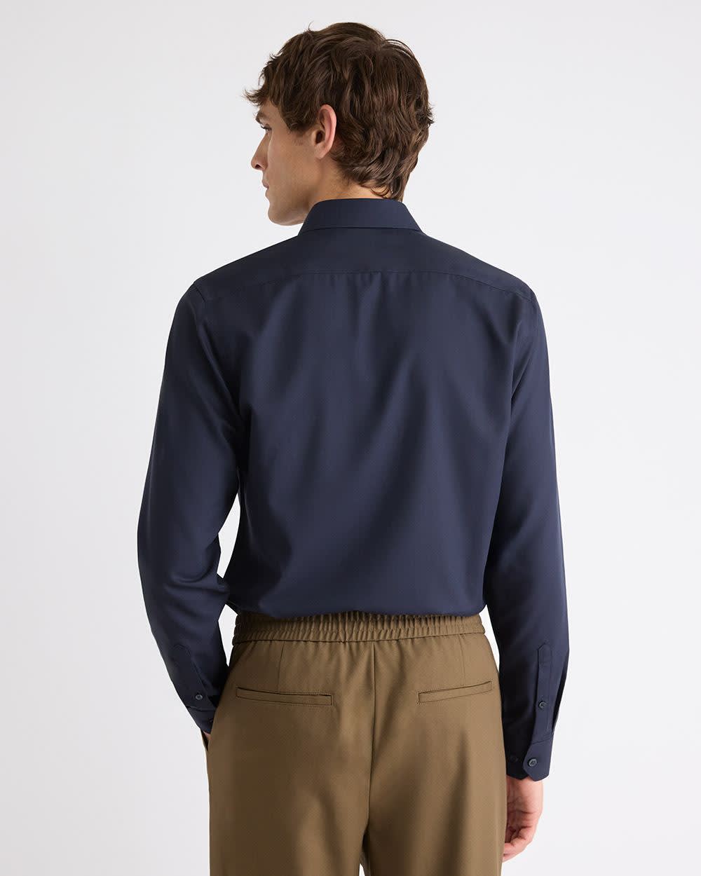 Slim-Fit Solid Cotton Modal Dress Shirt