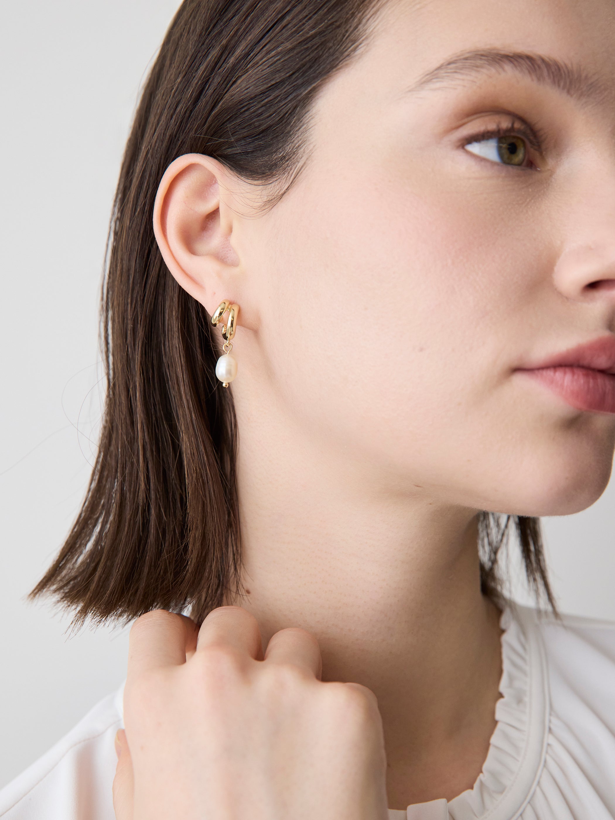 Earrings with Freshwater Pearl Pendants