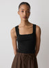 Knit Tank Top Square Neck Cotton Blend