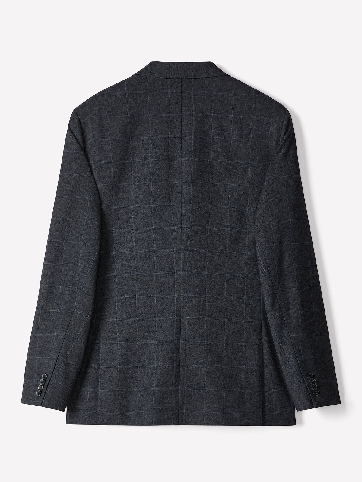 Slim-Fit Navy Windowpane Suit Blazer