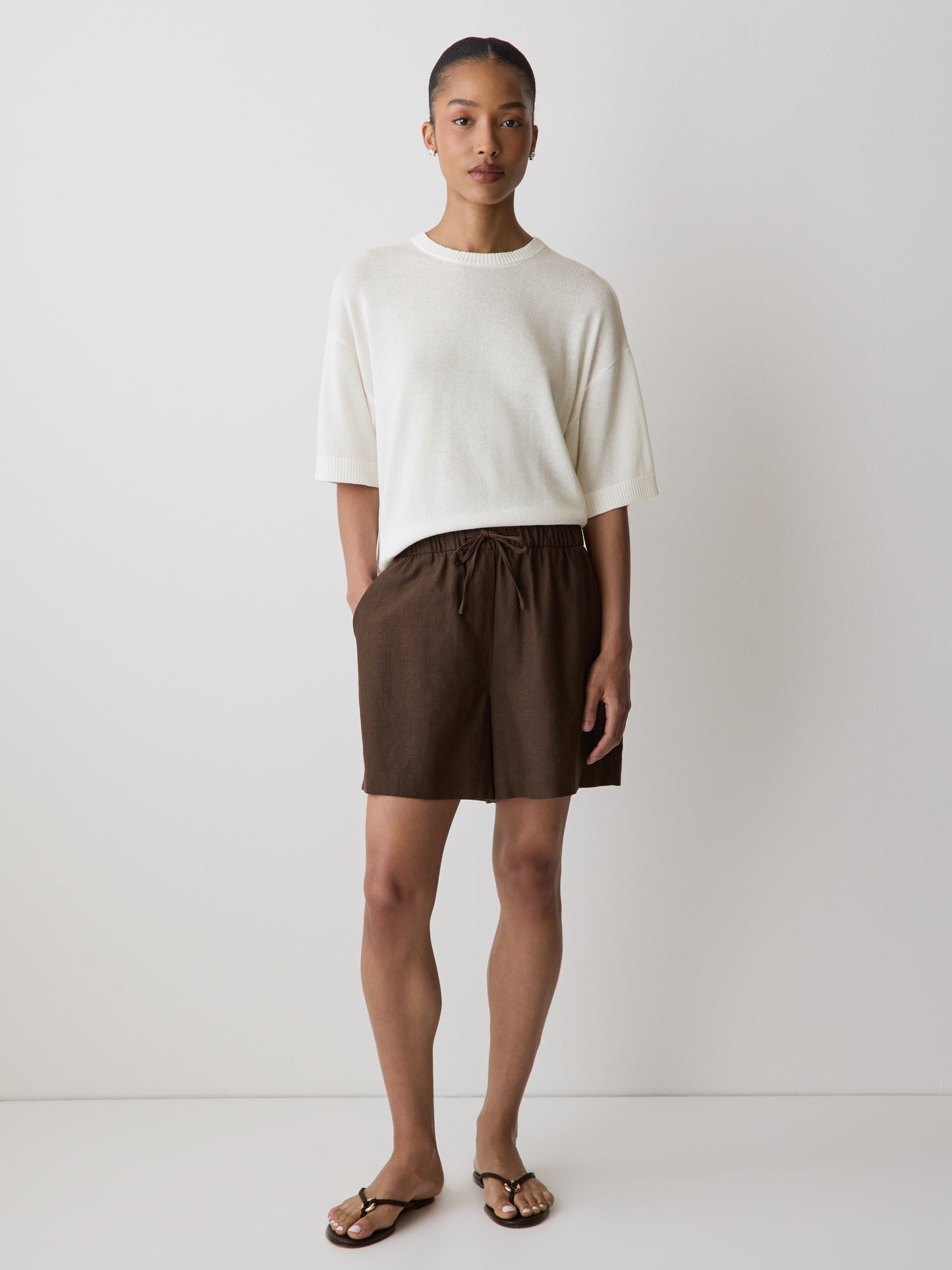 Linen-Blend Mid-Rise Pull-On Short