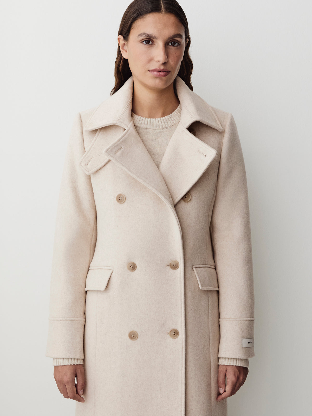 Wool Blend Double Breasted Coat