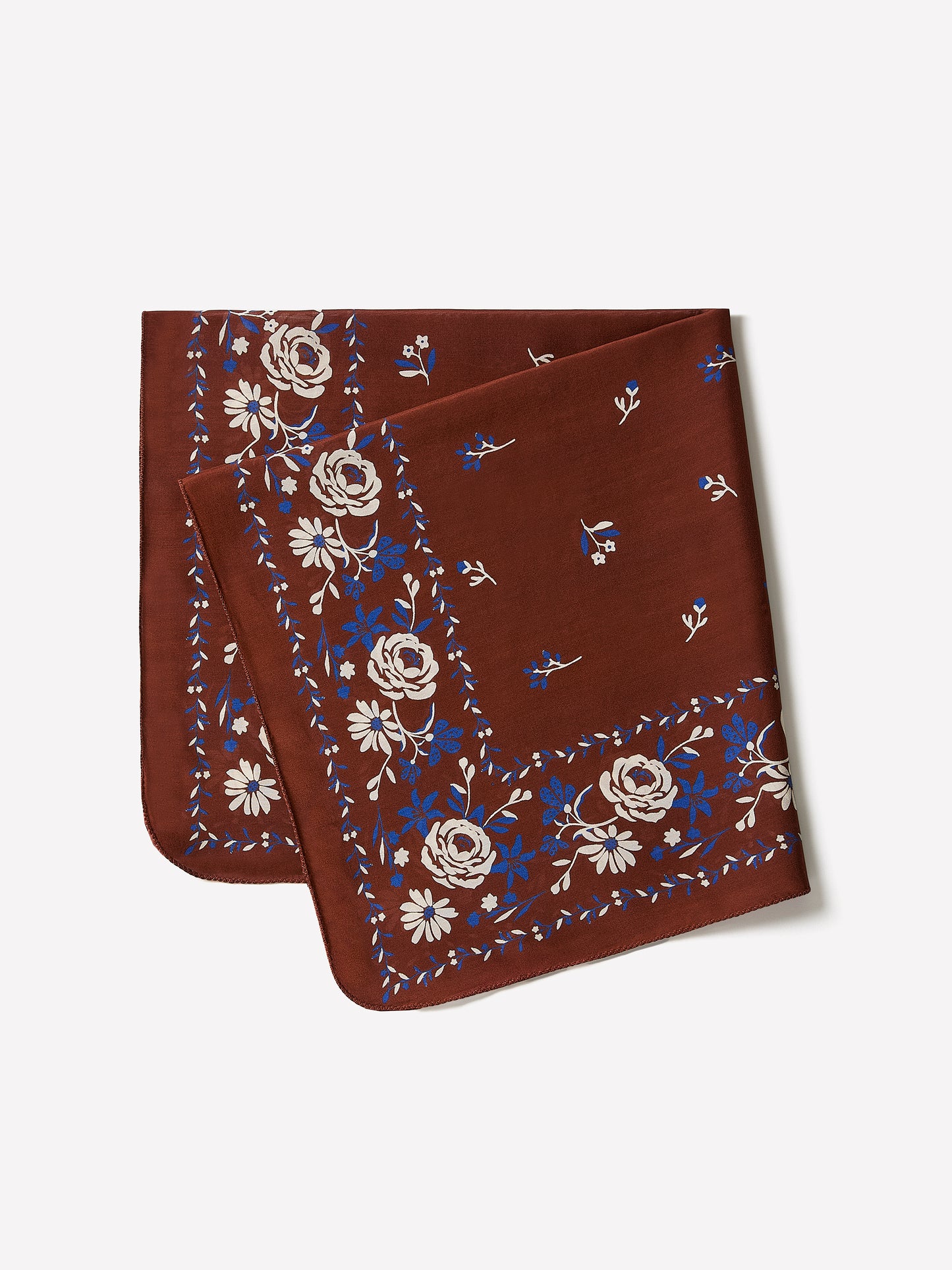 Square Silk Blend Floral Scarf 27"x27"