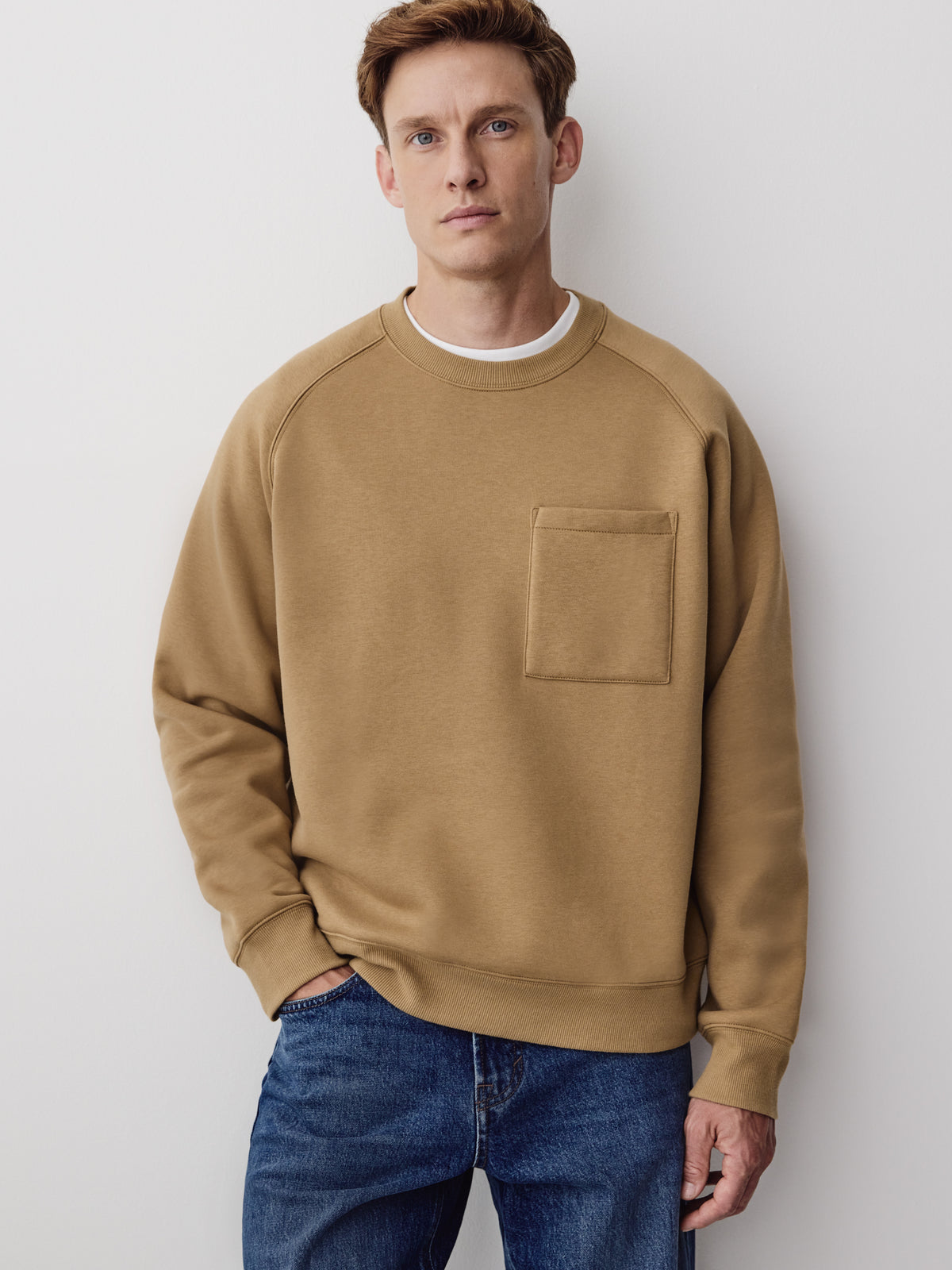 Knit Fleece Pullover Raglan Crew Neck
