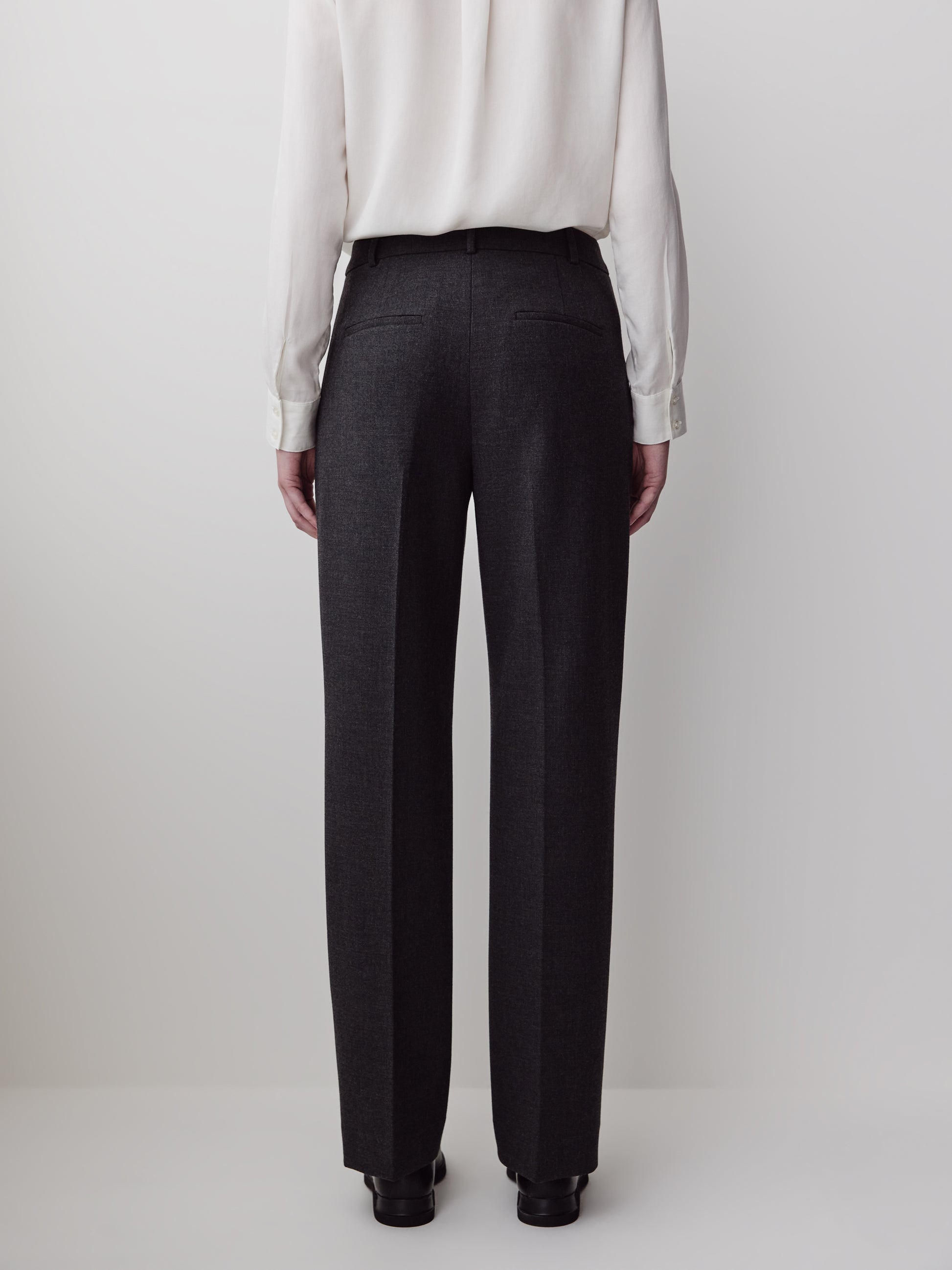 Woven High Rise Long Straight Stretch Pant