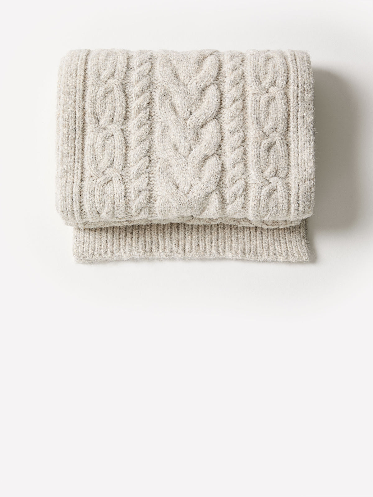 Oblong Cable Knit Scarf with Wool Blend