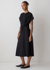 Knit V-Neck Dollman Midi Dress with Silk Blend
