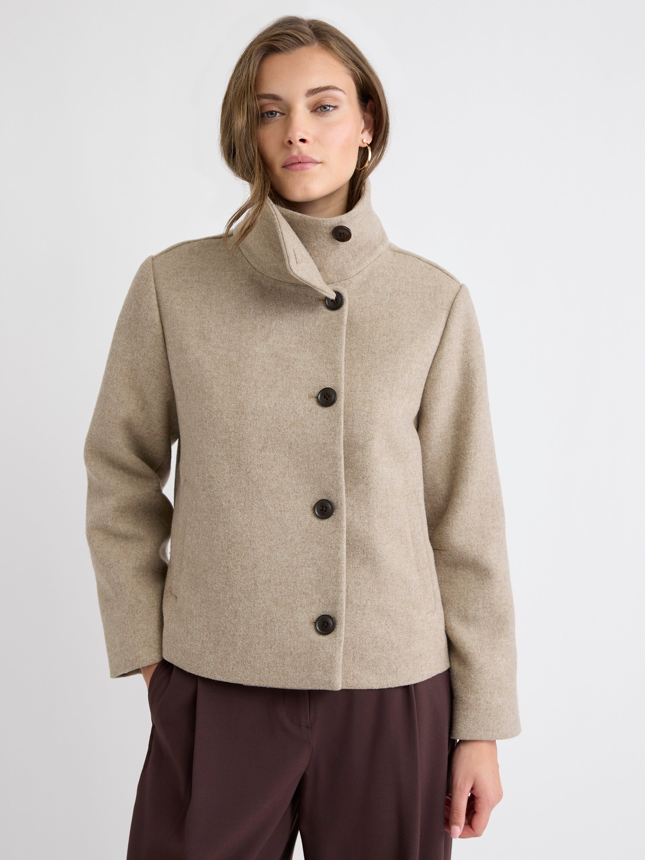 Veste en Laine à Col Montant