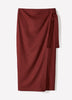 Woven Linen Blend Wrap Midi Skirt