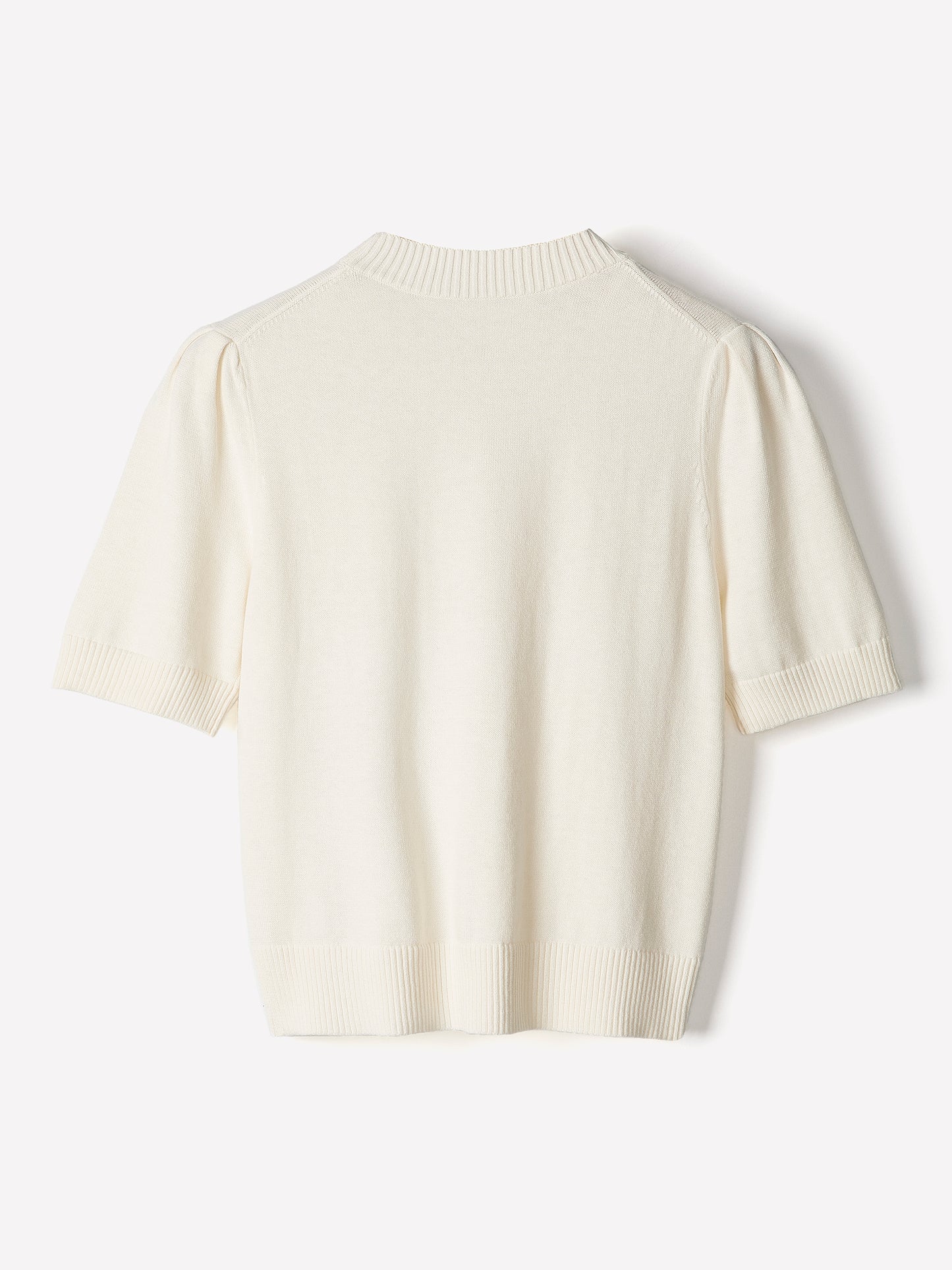 Knit Cotton Blend Crew Neck Sweater