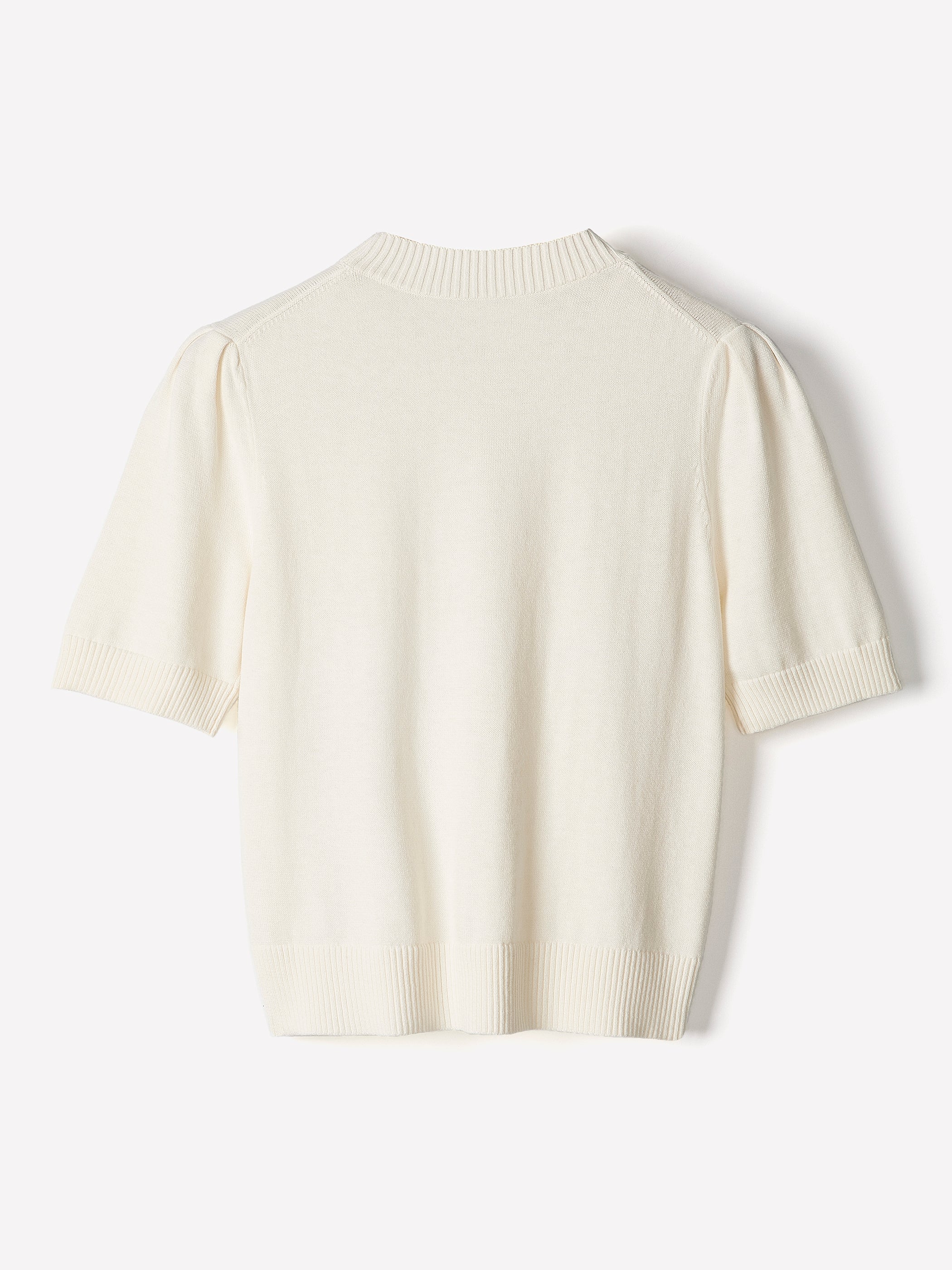 Knit Cotton Blend Crew Neck Sweater