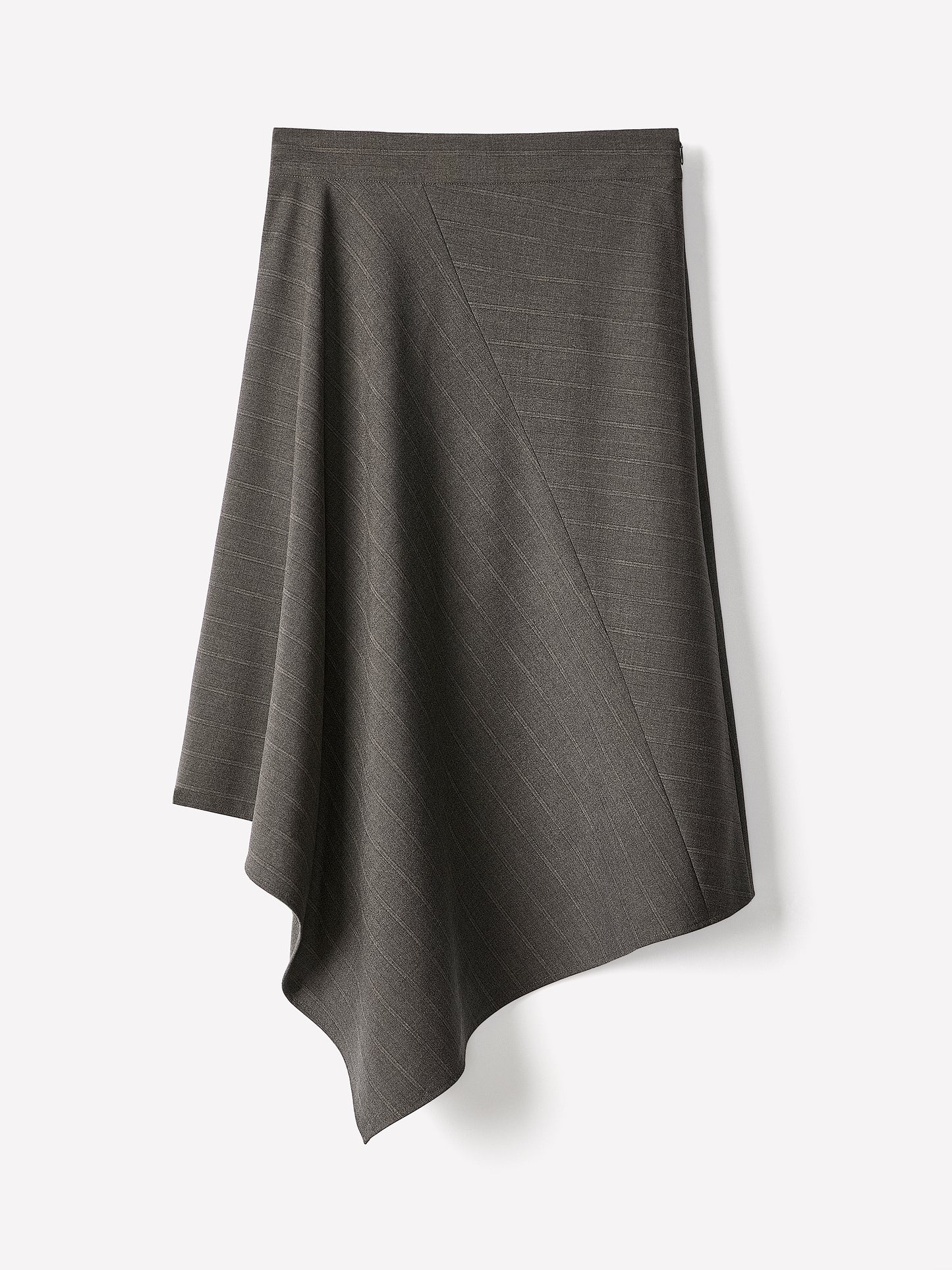 Woven Asymmetric Flare Midi Skirt in Polyester Blend