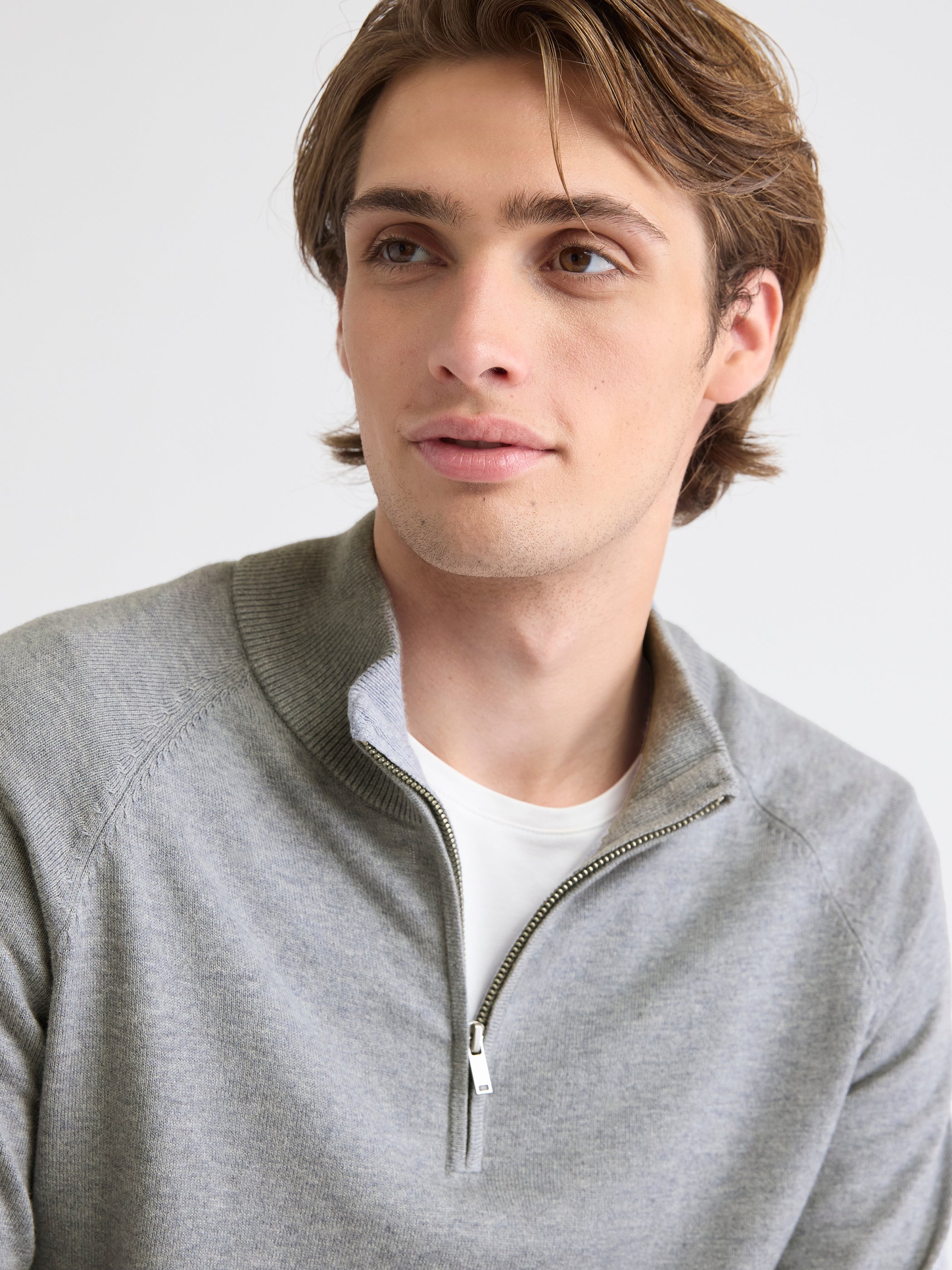 Long-Sleeve Half-Zip Mock-Neck Sweater