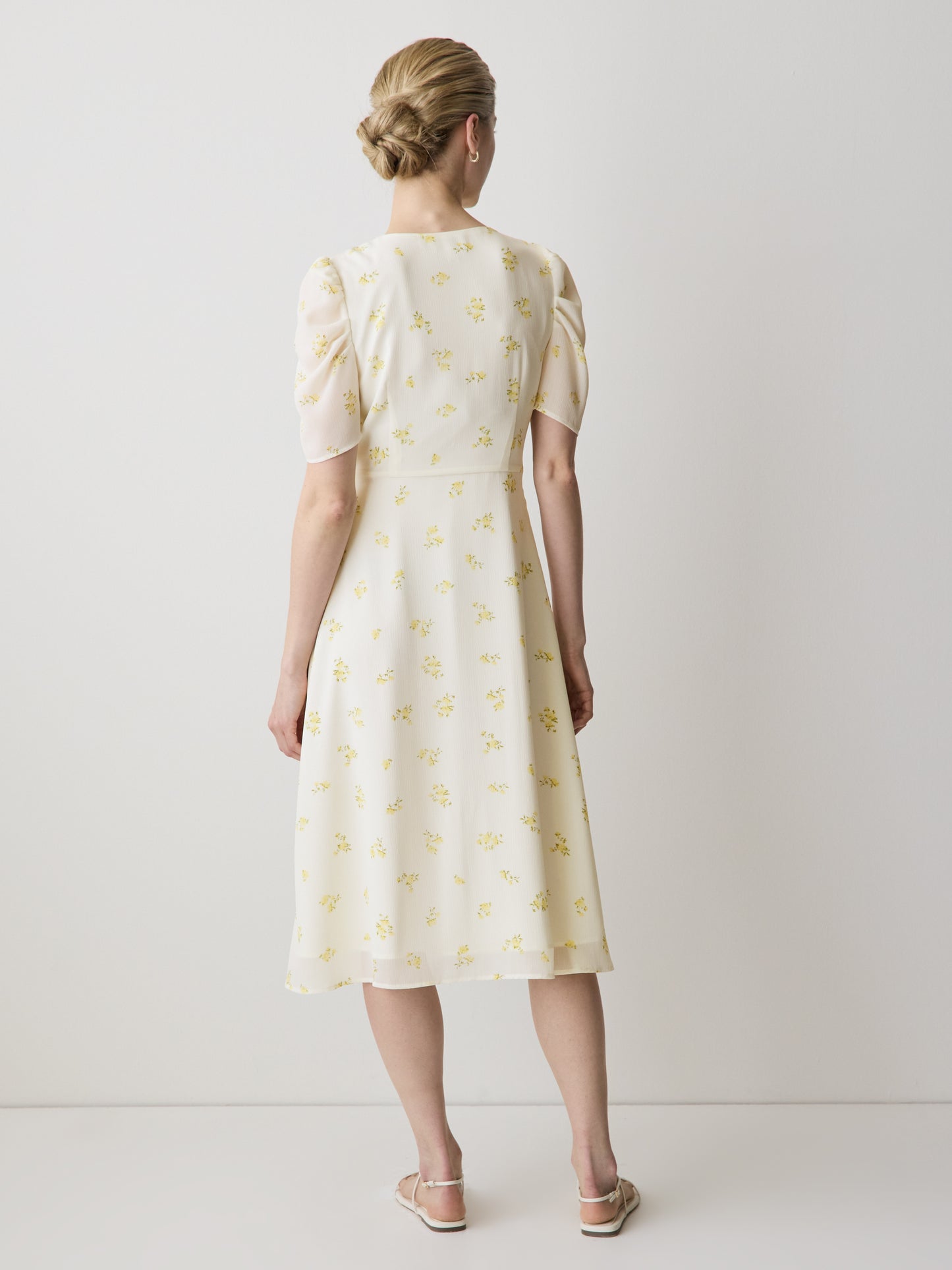 Woven Chiffon Midi Dress with Lace Trim