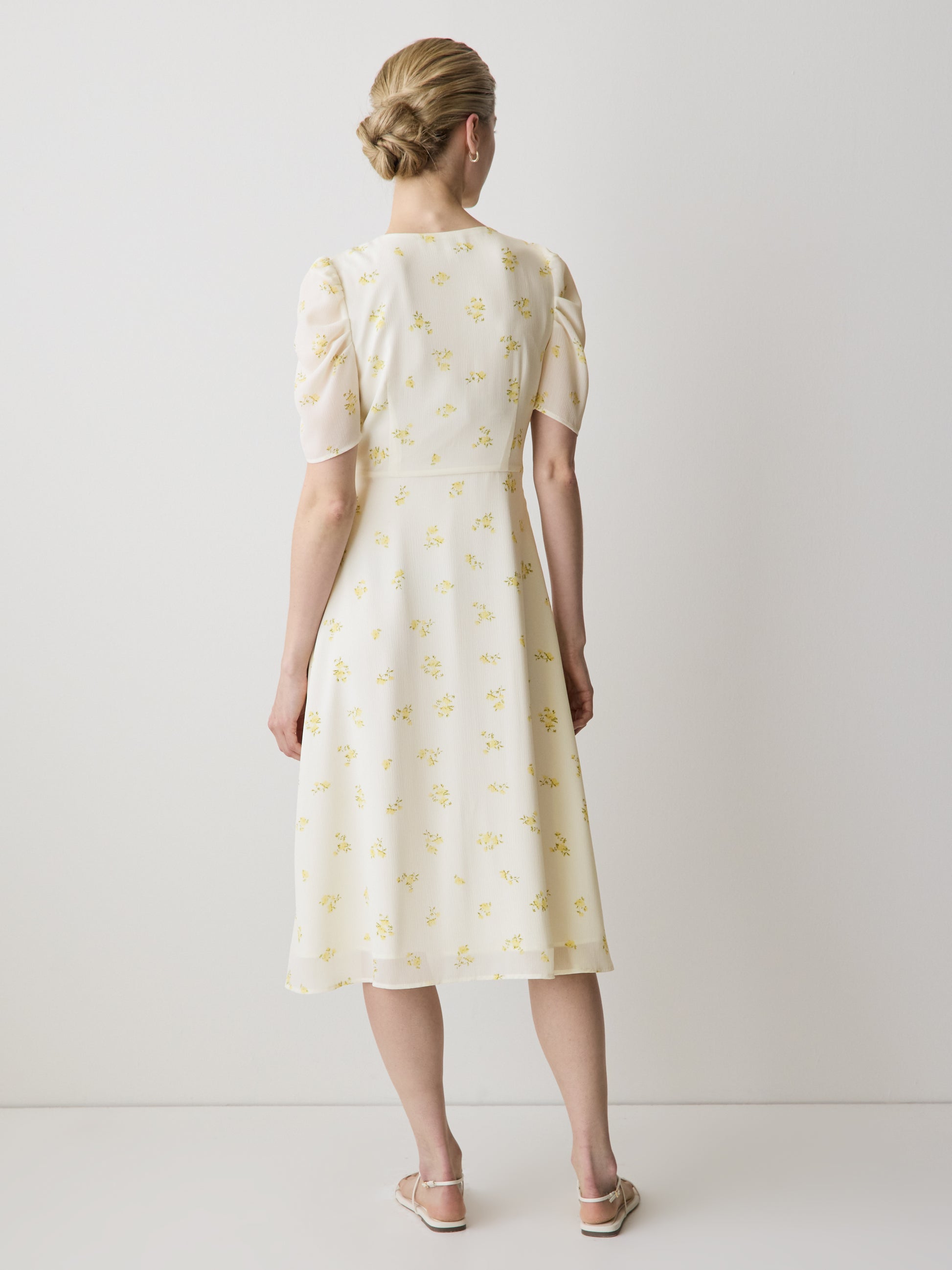 Woven Chiffon Midi Dress with Lace Trim